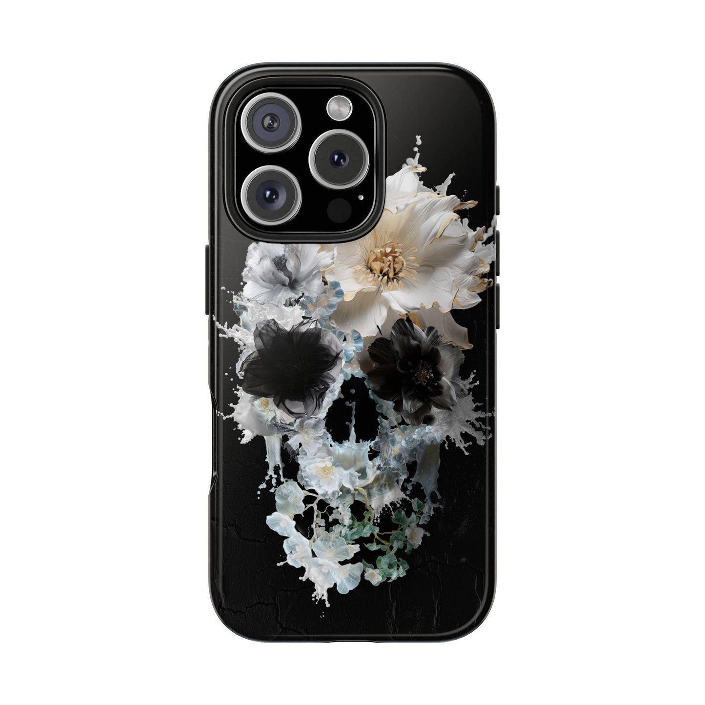 Skull Art Tough Phone Case, Dark Floral Design, Unique Artist Artwork, Gothic Phone Cover, Edgy Skull Phone Protector