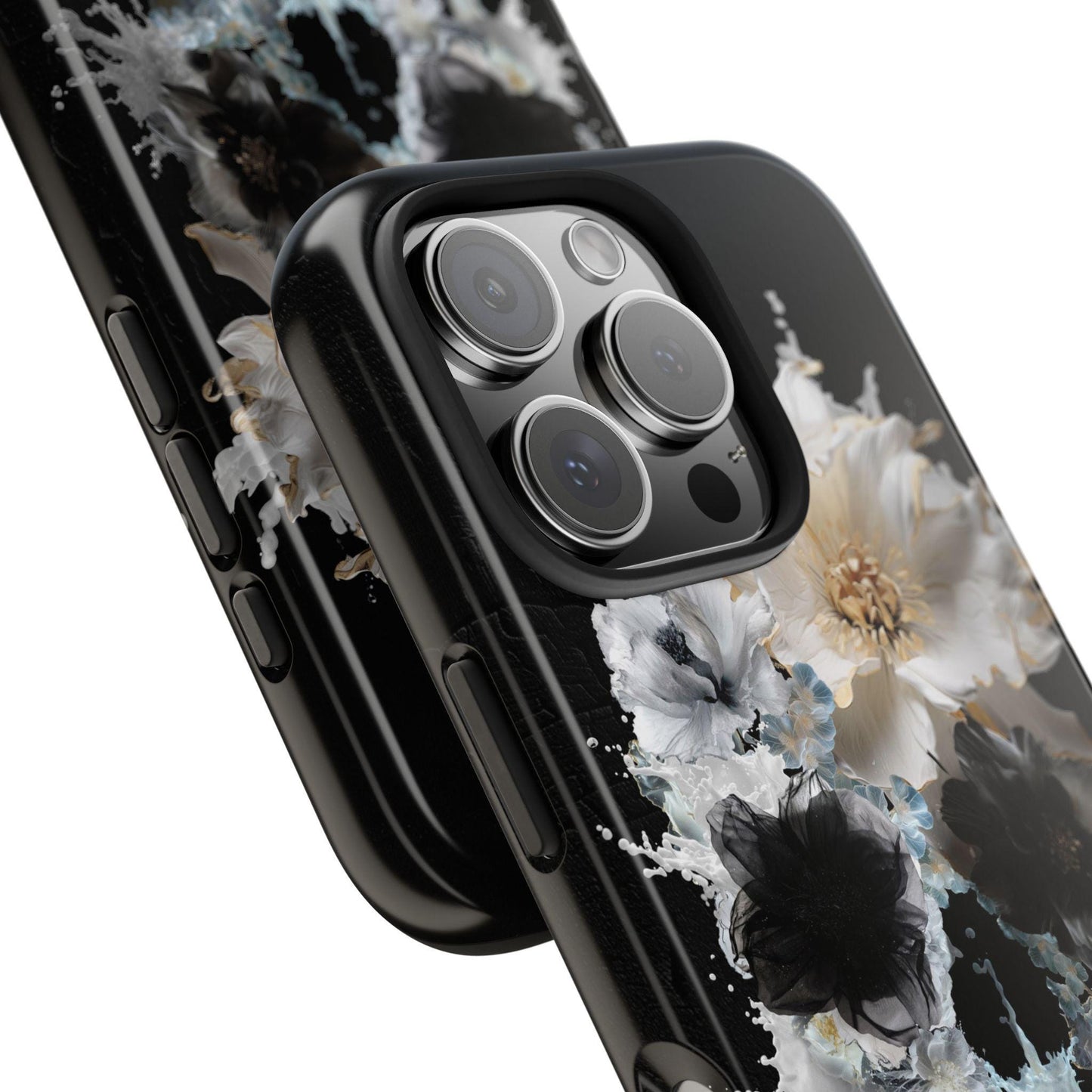 Skull Art Tough Phone Case, Dark Floral Design, Unique Artist Artwork, Gothic Phone Cover, Edgy Skull Phone Protector