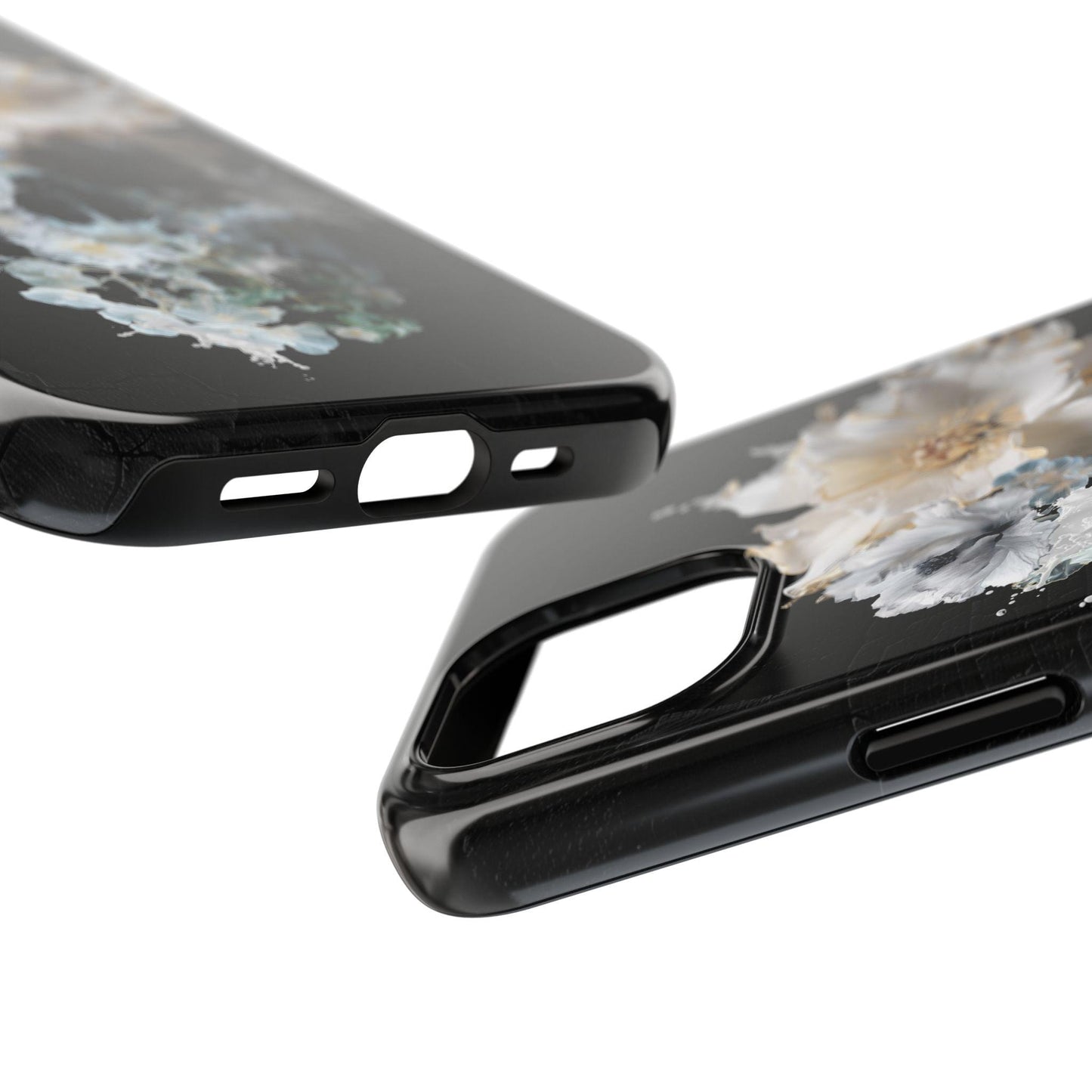 Skull Art Tough Phone Case, Dark Floral Design, Unique Artist Artwork, Gothic Phone Cover, Edgy Skull Phone Protector