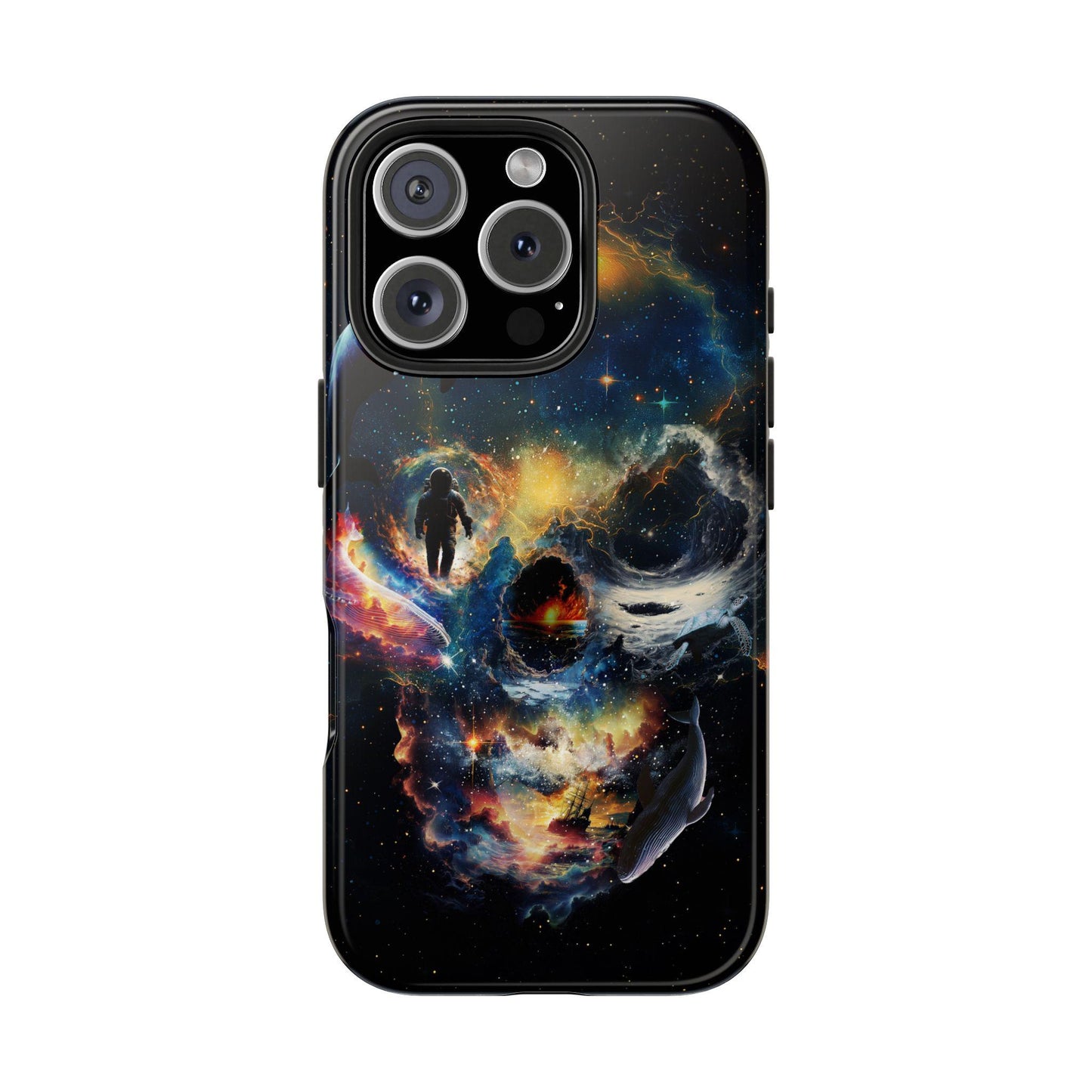 Skull Art Tough Phone Cases, Cosmic Stars Design, Protective Phone Cover, Space Lover Gift