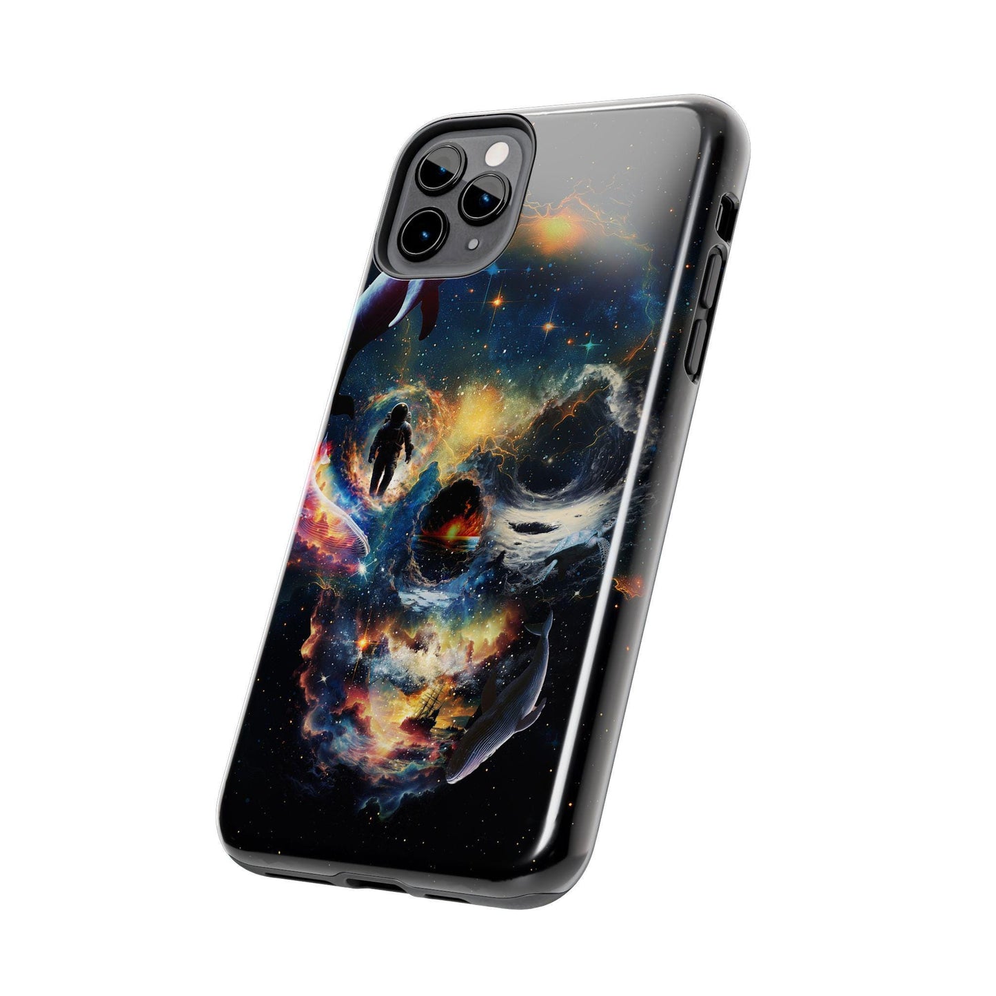 Skull Art Tough Phone Cases, Cosmic Stars Design, Protective Phone Cover, Space Lover Gift