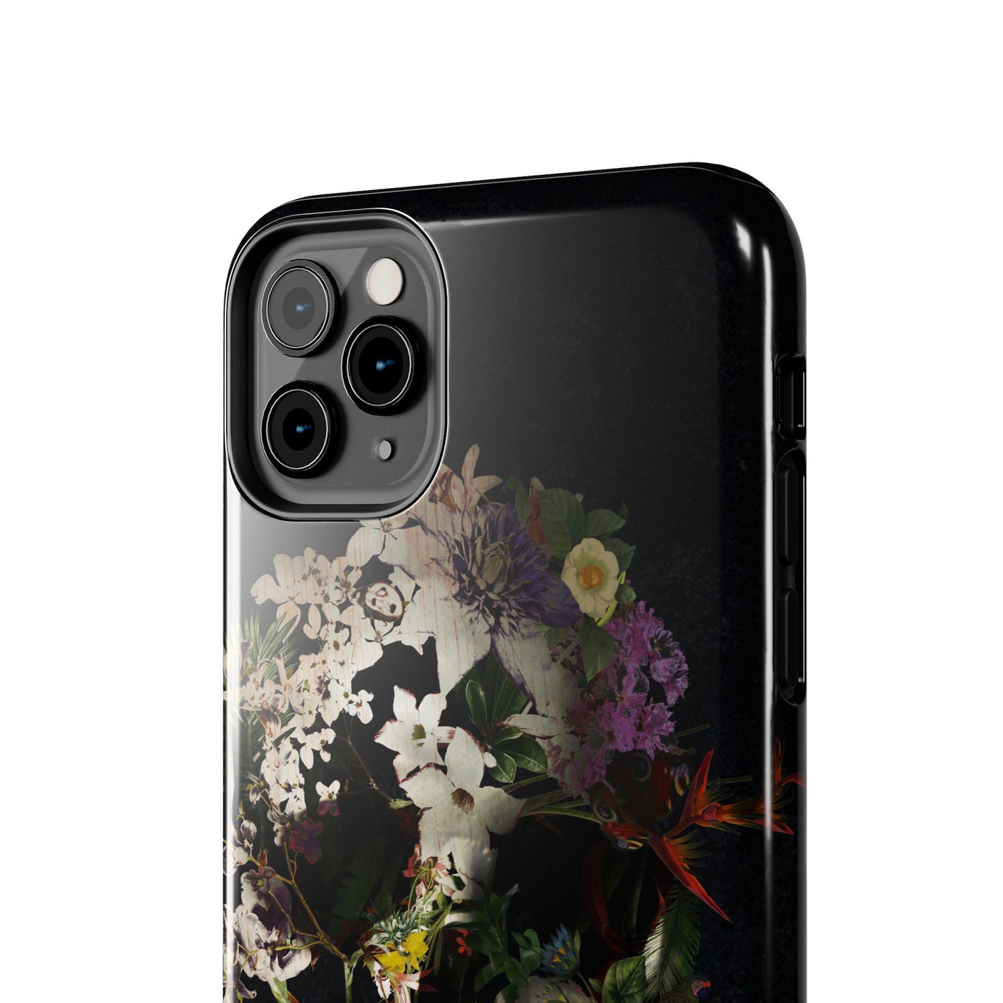 Boho Flower Skull Tough Phone Case, Cool Floral Design, Unique Cell Phone Cover, Trendy Protective Case, Edgy Skull Art Phone Accessories