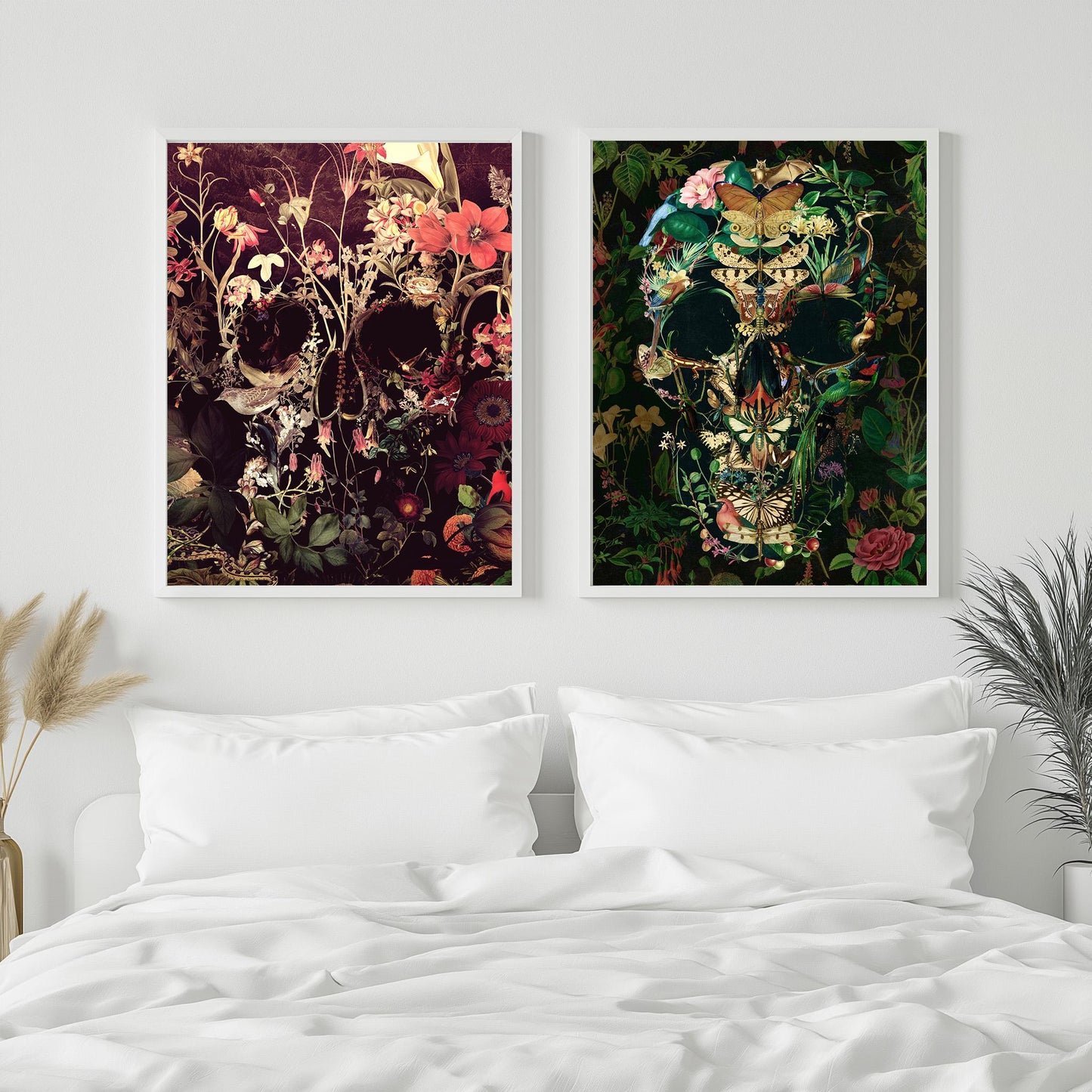 2 Piece Skull Art Set, Boho Art Set | Canvas, Paper & Framed Gift Set Options