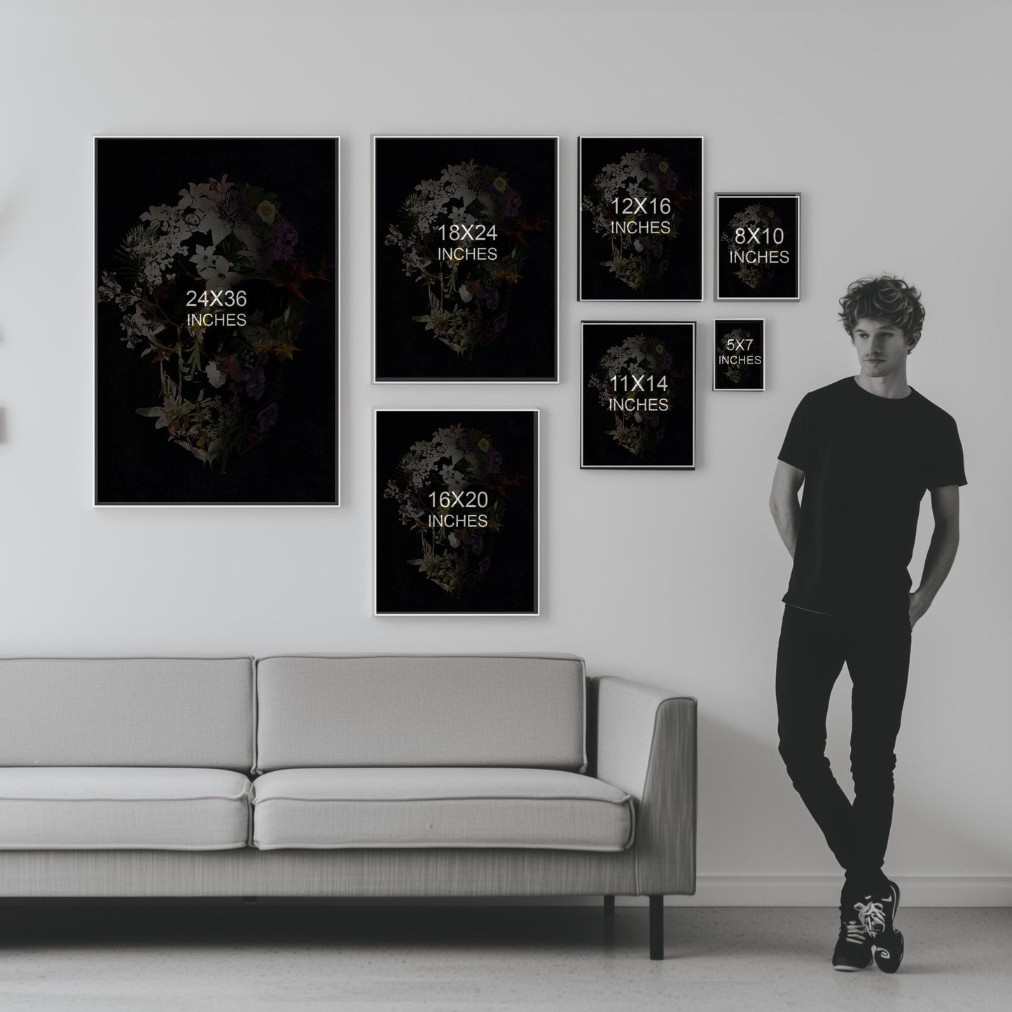 2 Piece Skull Art Set, Boho Art Set | Canvas, Paper & Framed Gift Set Options