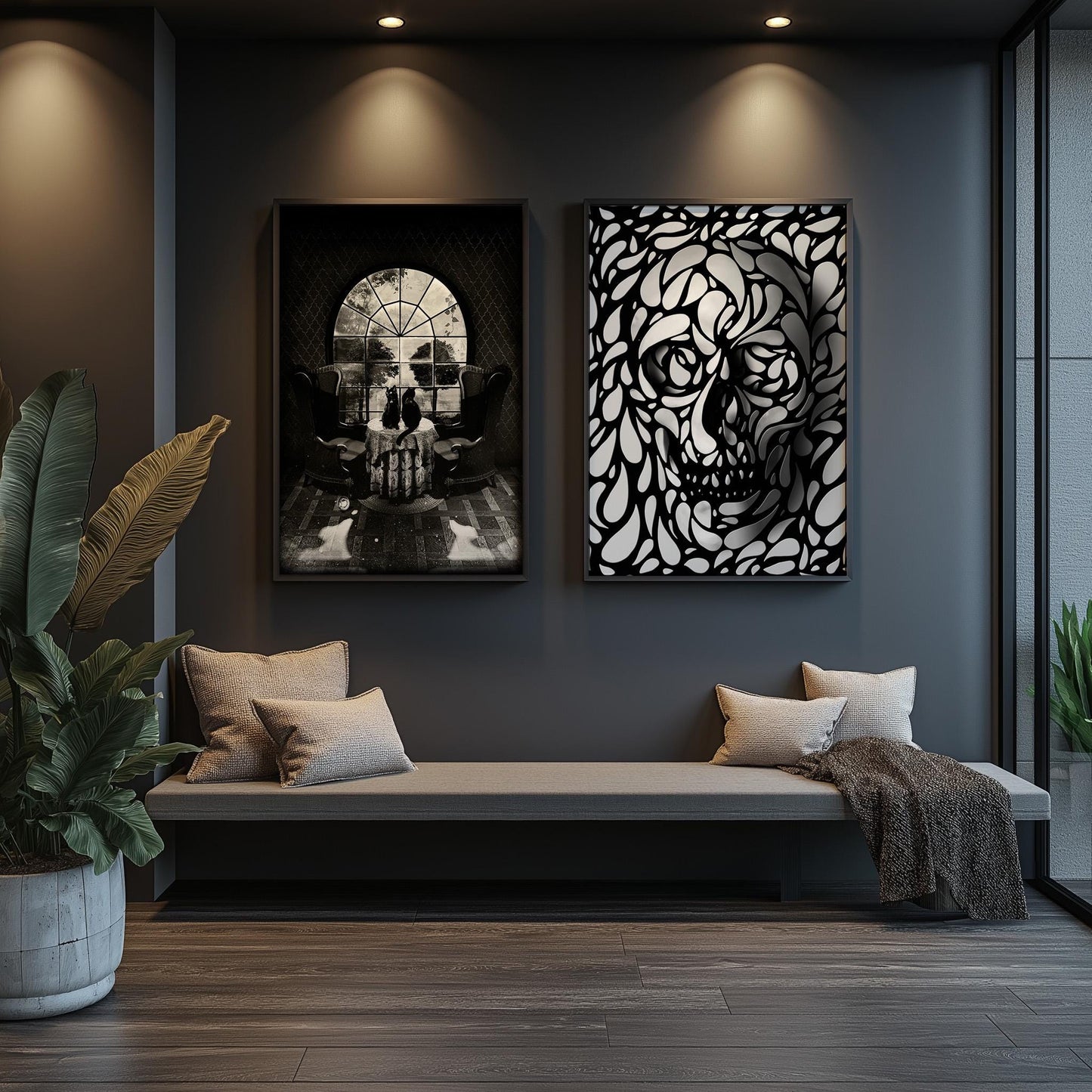 Stylish Abstract Skull Art - Canvas, Poster, Framed Prints for Home & Office