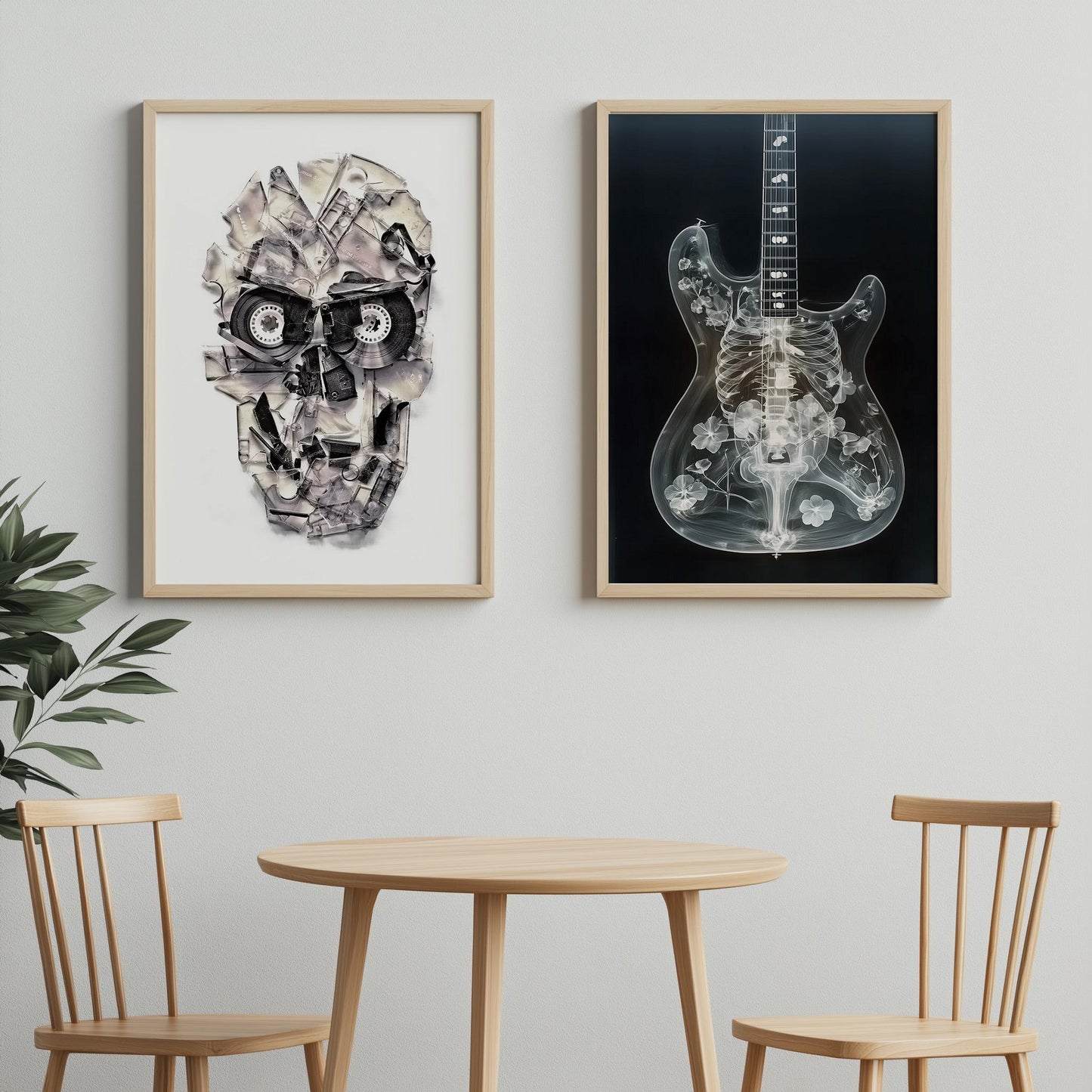 Music-Inspired Skull & Guitar Art Prints - Canvas, Framed, and Poster Options