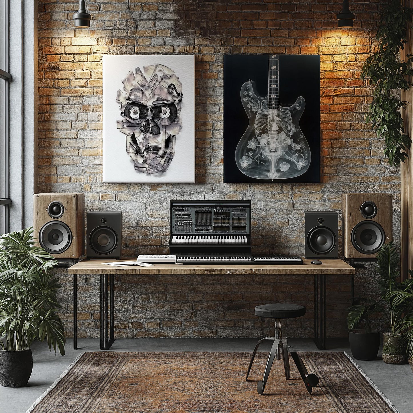 Music-Inspired Skull & Guitar Art Prints - Canvas, Framed, and Poster Options