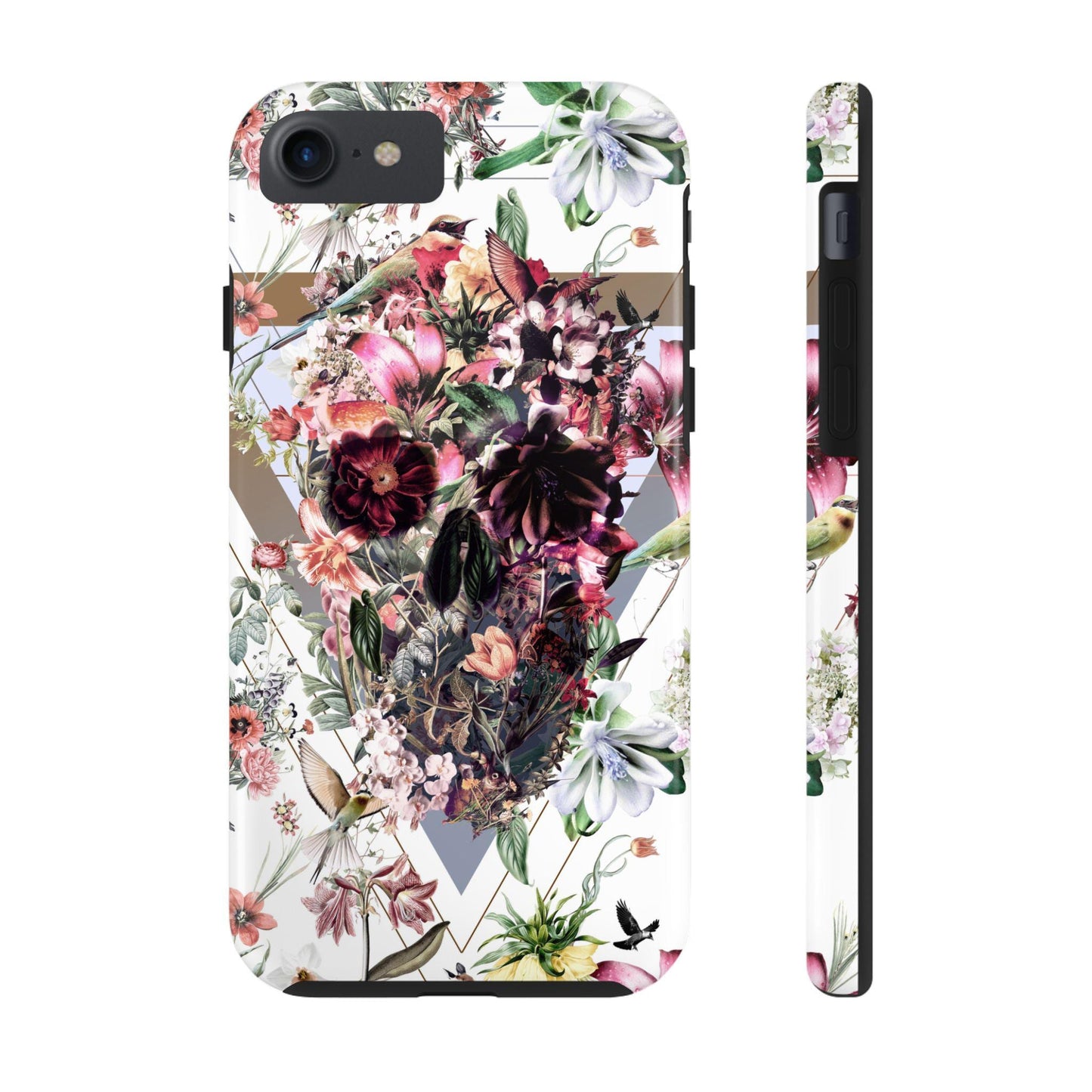 Tough Phone Cases, Skull Floral Print, Gothic Phone Accessories, Unique Phone Covers, Tough Floral Cases, Halloween Phone Cases