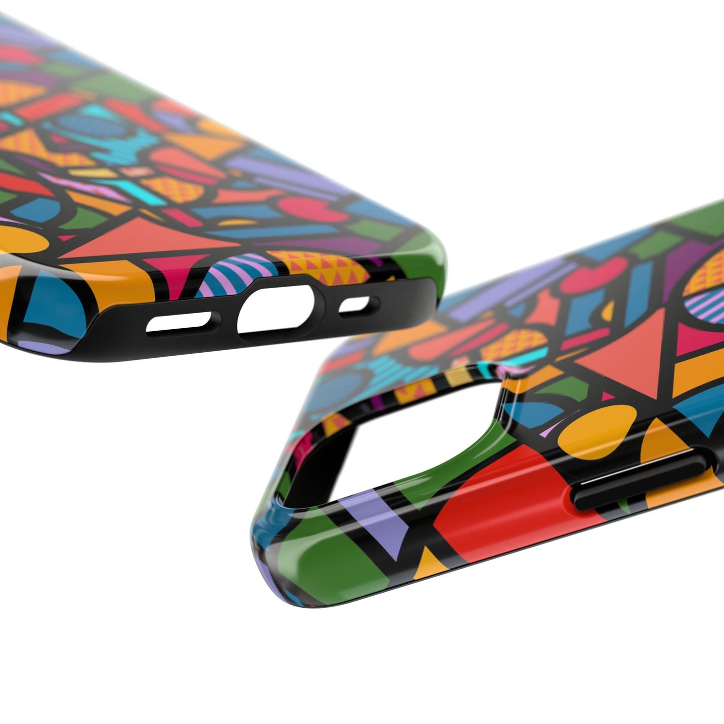Geometric Skull Tough Phone Case, Colorful Pop Art Pattern, Protective Phone Cover, Unique Phone Accessory, Trendy Phone Case, Cool Phone