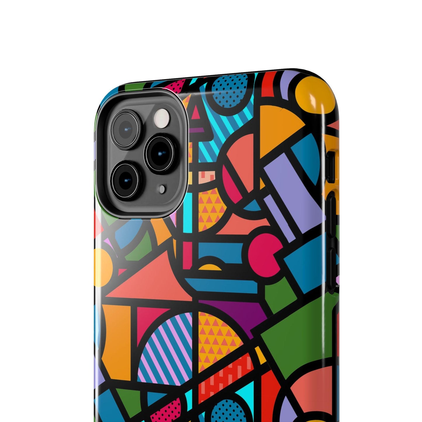 Geometric Skull Tough Phone Case, Colorful Pop Art Pattern, Protective Phone Cover, Unique Phone Accessory, Trendy Phone Case, Cool Phone