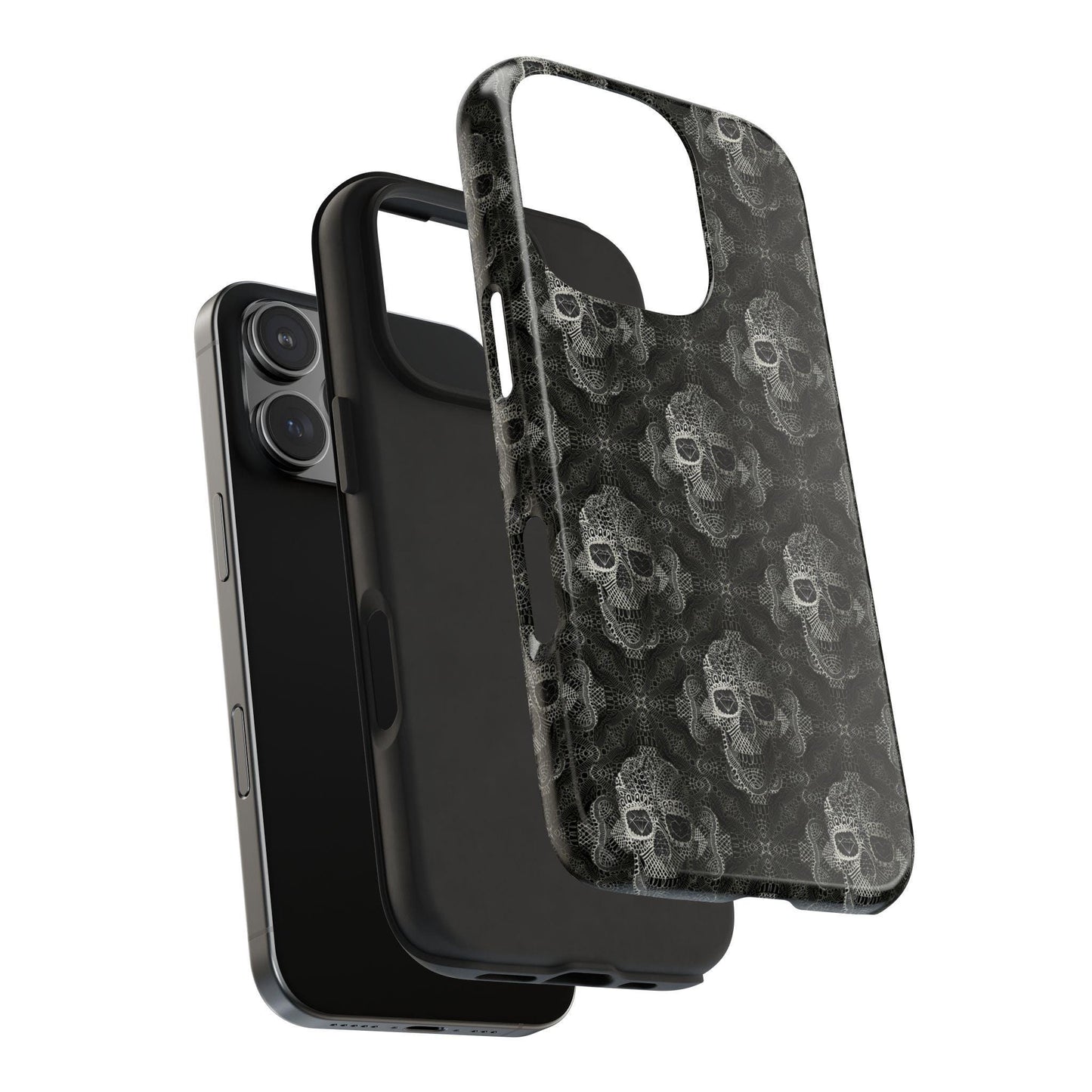 Skull Lace Tough Phone Cases, Skull Design Phone Case, Gothic Phone Cover, Edgy Phone Protector, Tough Skull Pattern Phone Accessories,