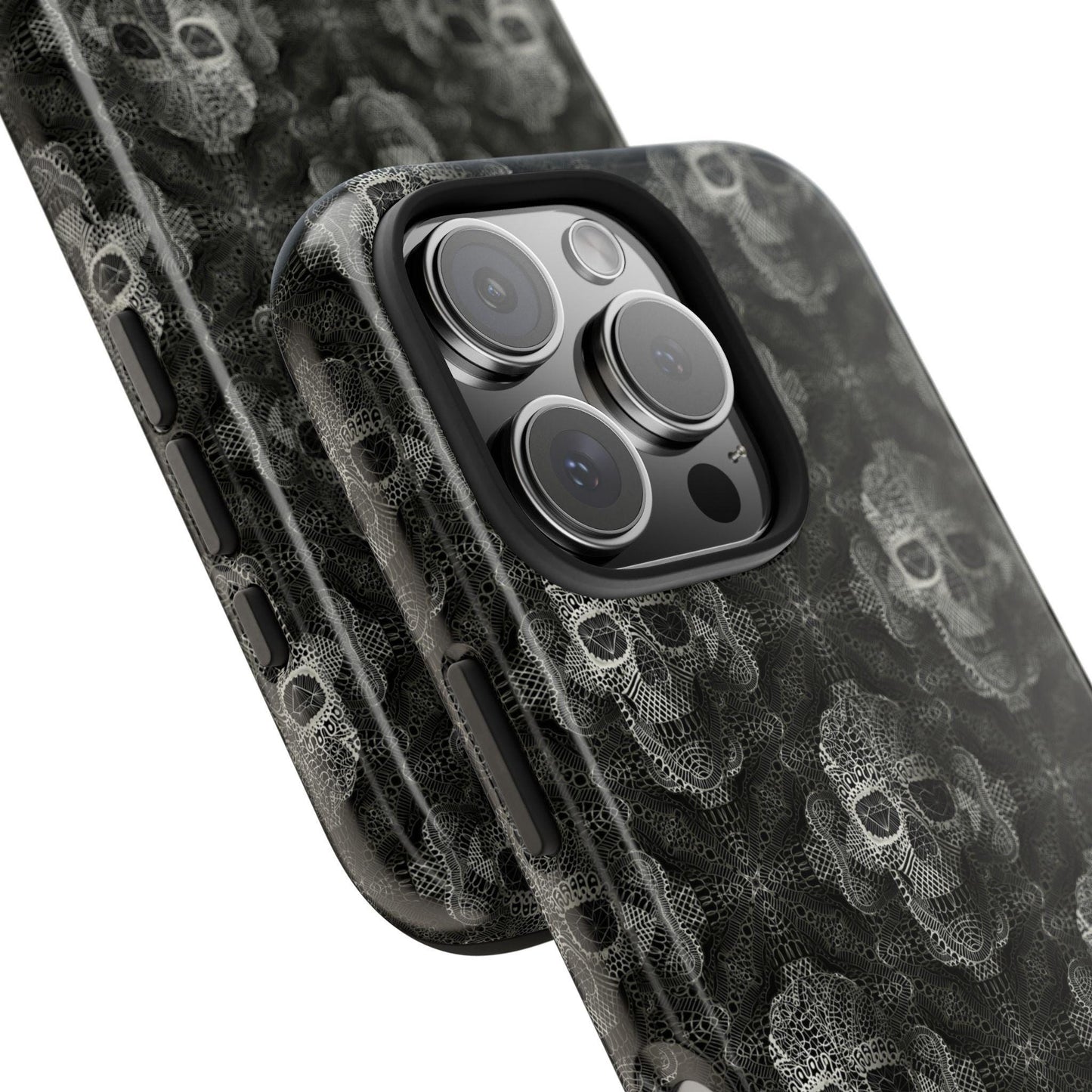 Skull Lace Tough Phone Cases, Skull Design Phone Case, Gothic Phone Cover, Edgy Phone Protector, Tough Skull Pattern Phone Accessories,