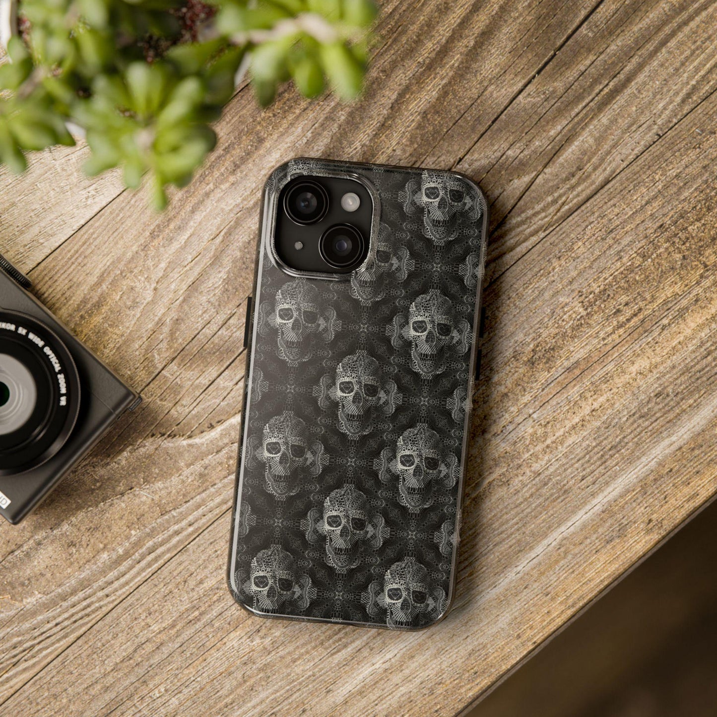 Skull Lace Tough Phone Cases, Skull Design Phone Case, Gothic Phone Cover, Edgy Phone Protector, Tough Skull Pattern Phone Accessories,