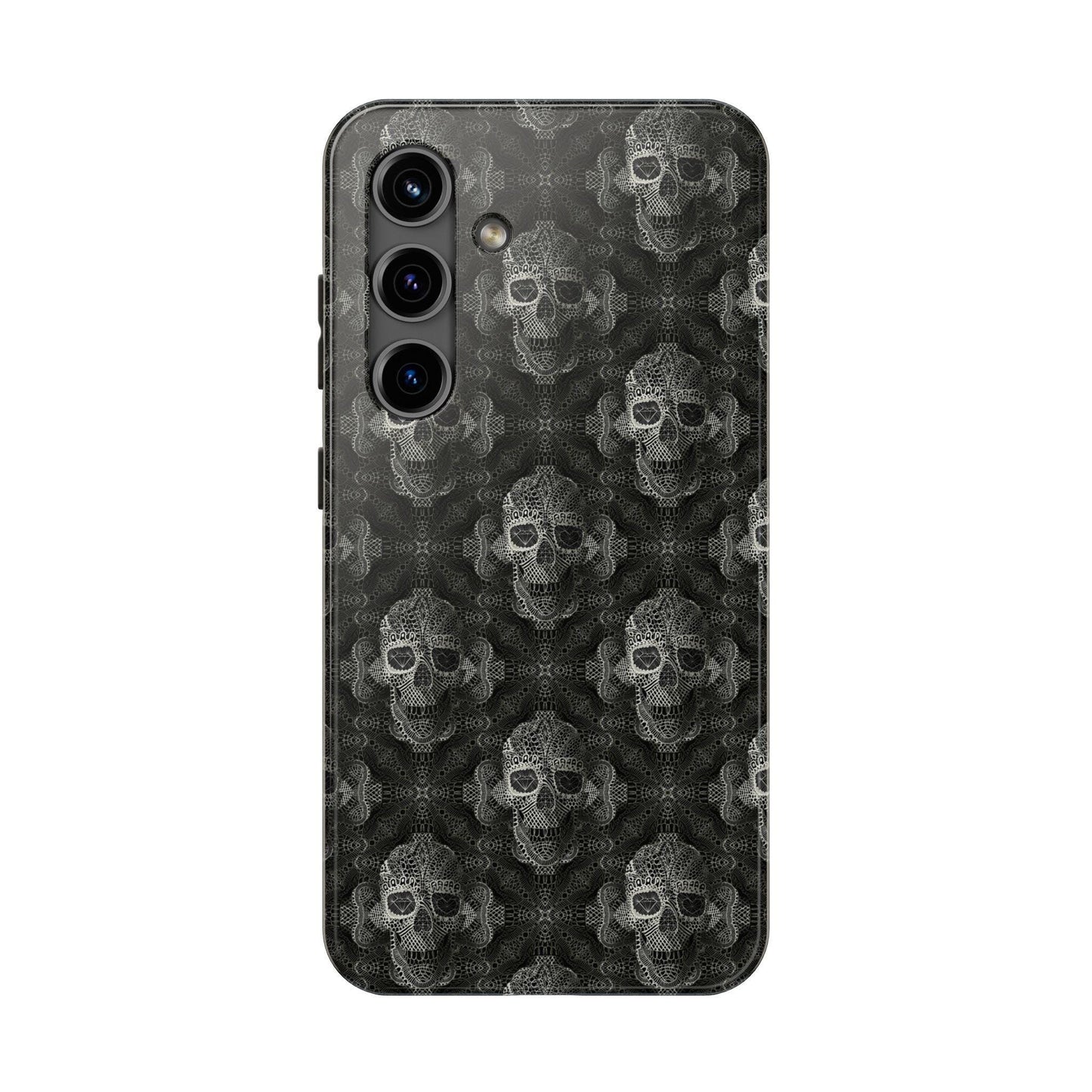 Skull Lace Tough Phone Cases, Skull Design Phone Case, Gothic Phone Cover, Edgy Phone Protector, Tough Skull Pattern Phone Accessories,
