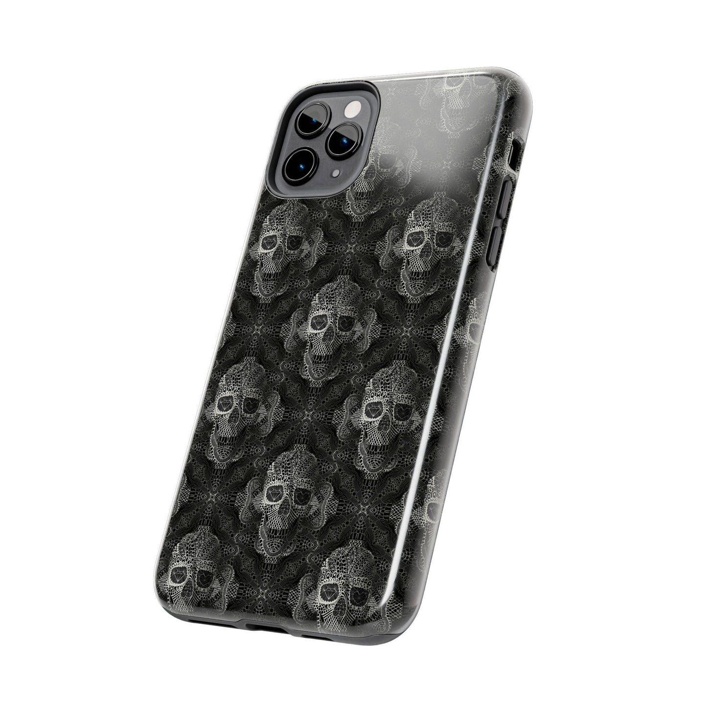 Skull Lace Tough Phone Cases, Skull Design Phone Case, Gothic Phone Cover, Edgy Phone Protector, Tough Skull Pattern Phone Accessories,