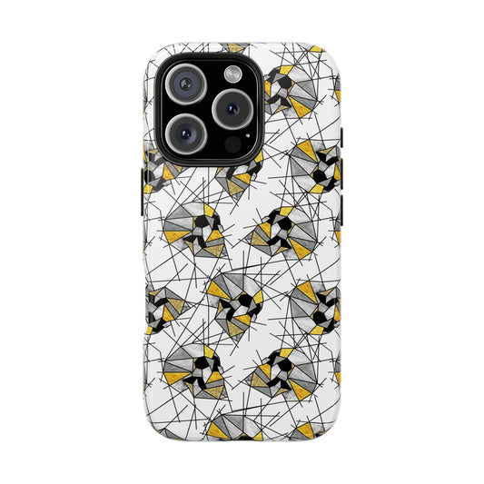Skull Graphic Tough Phone Cases - Geometric All Over Pattern, Protective Hard Cover, Cool Goth Smartphone Accessories, Gothic Skeleton