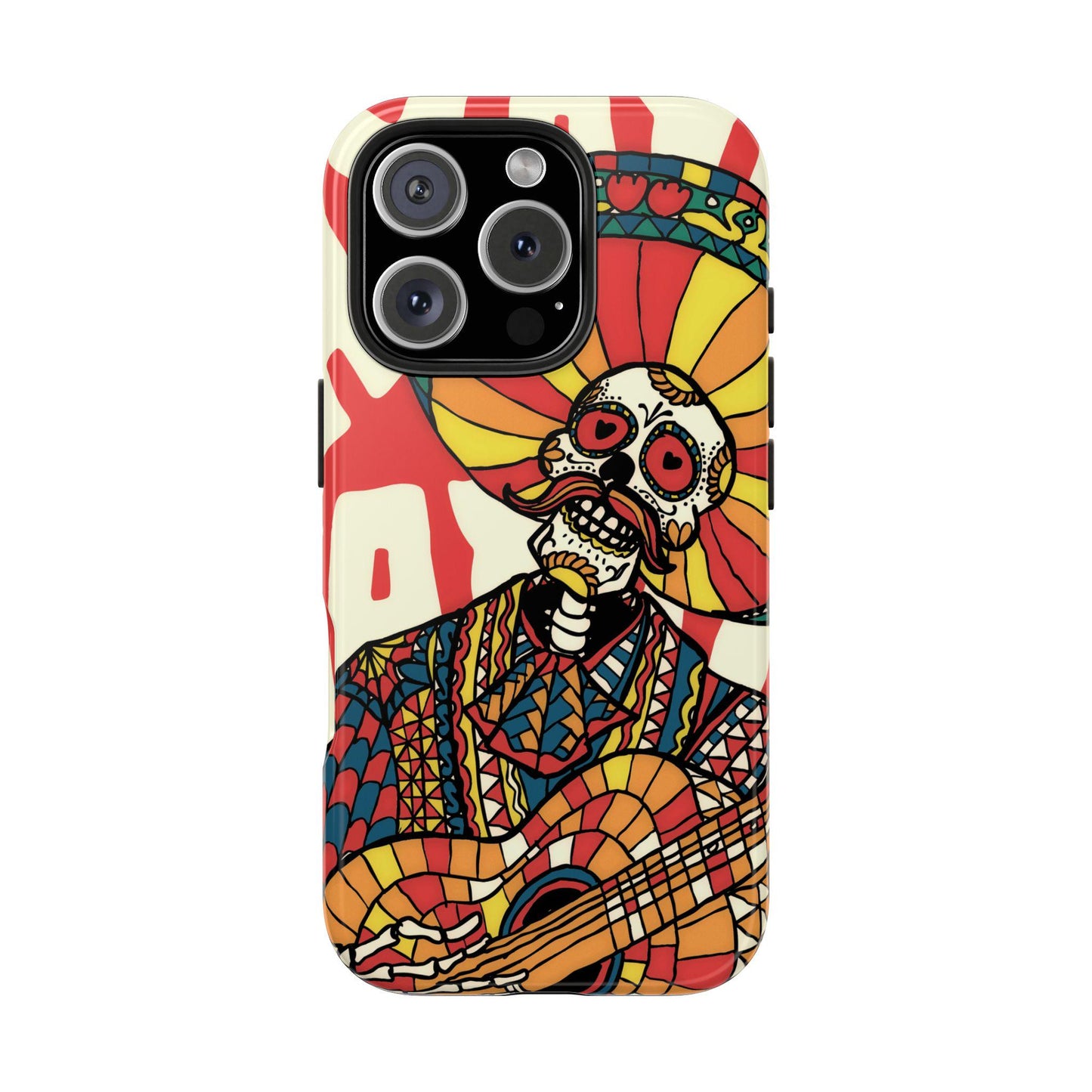 Skeleton Mariachi Tough Phone Case, Mexican Day of the Dead Art, Protective Phone Cover, Skull Musician Case, Colorful Sugar Skull Phone