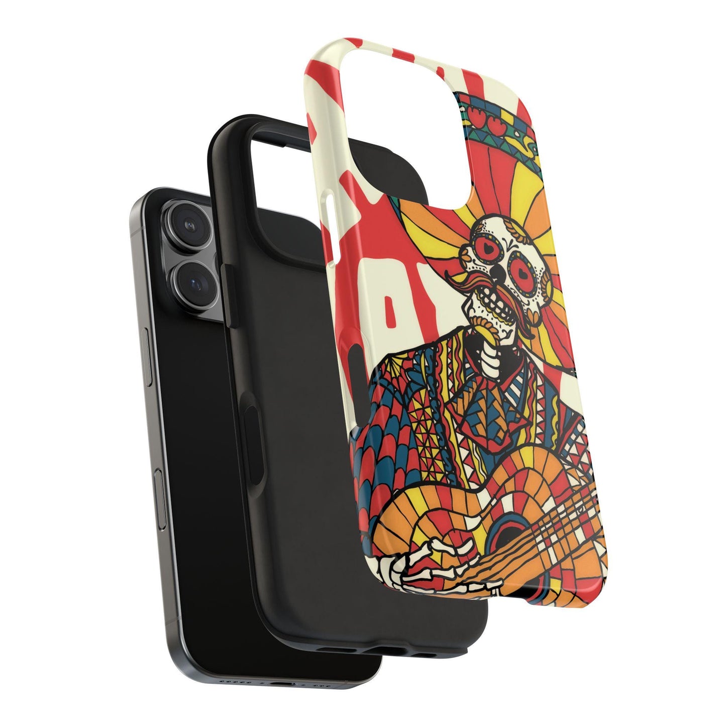 Skeleton Mariachi Tough Phone Case, Mexican Day of the Dead Art, Protective Phone Cover, Skull Musician Case, Colorful Sugar Skull Phone