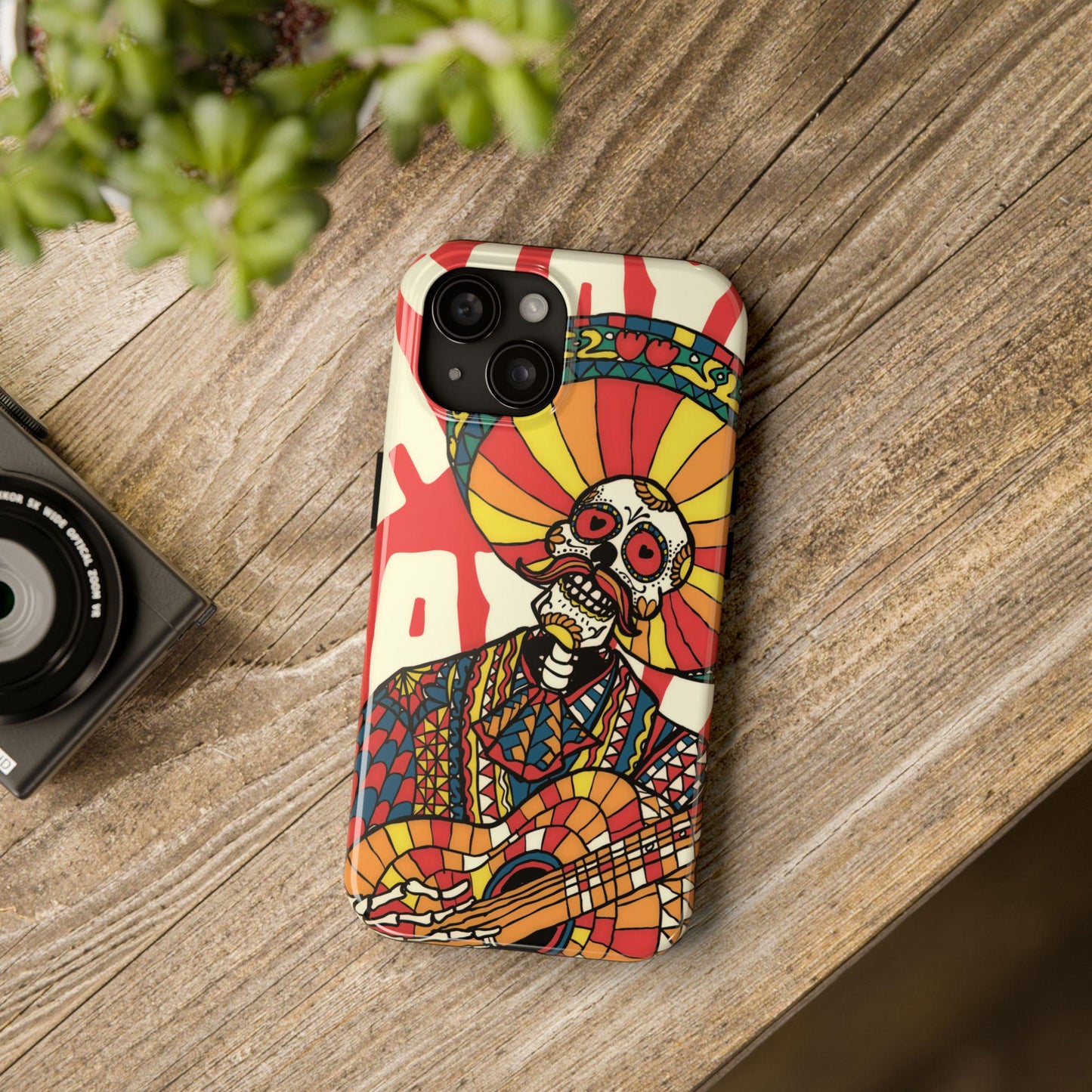 Skeleton Mariachi Tough Phone Case, Mexican Day of the Dead Art, Protective Phone Cover, Skull Musician Case, Colorful Sugar Skull Phone