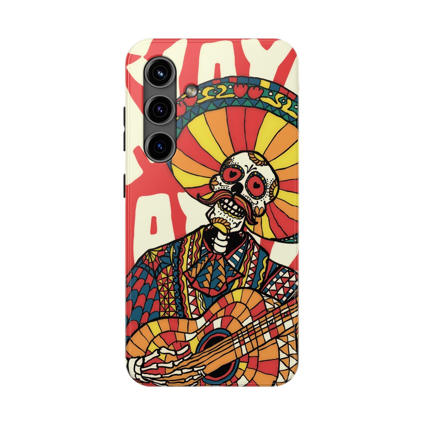 Skeleton Mariachi Tough Phone Case, Mexican Day of the Dead Art, Protective Phone Cover, Skull Musician Case, Colorful Sugar Skull Phone