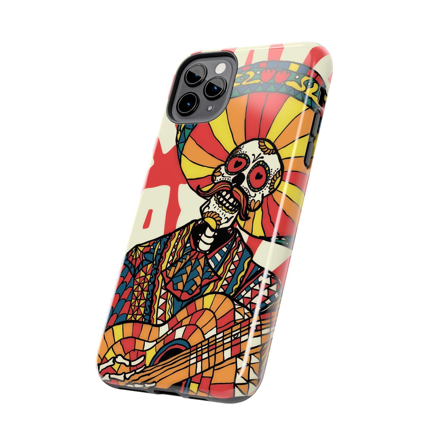 Skeleton Mariachi Tough Phone Case, Mexican Day of the Dead Art, Protective Phone Cover, Skull Musician Case, Colorful Sugar Skull Phone