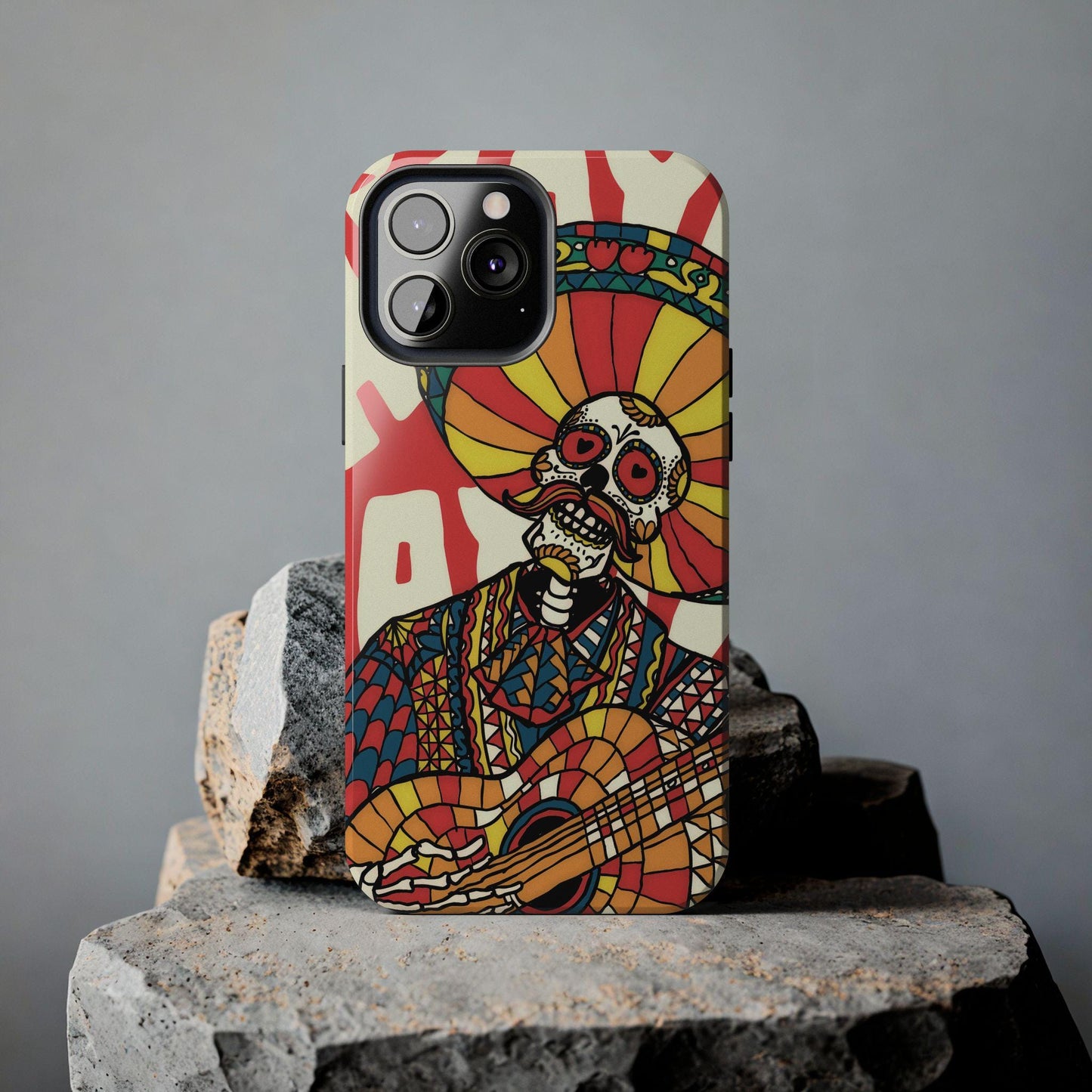 Skeleton Mariachi Tough Phone Case, Mexican Day of the Dead Art, Protective Phone Cover, Skull Musician Case, Colorful Sugar Skull Phone