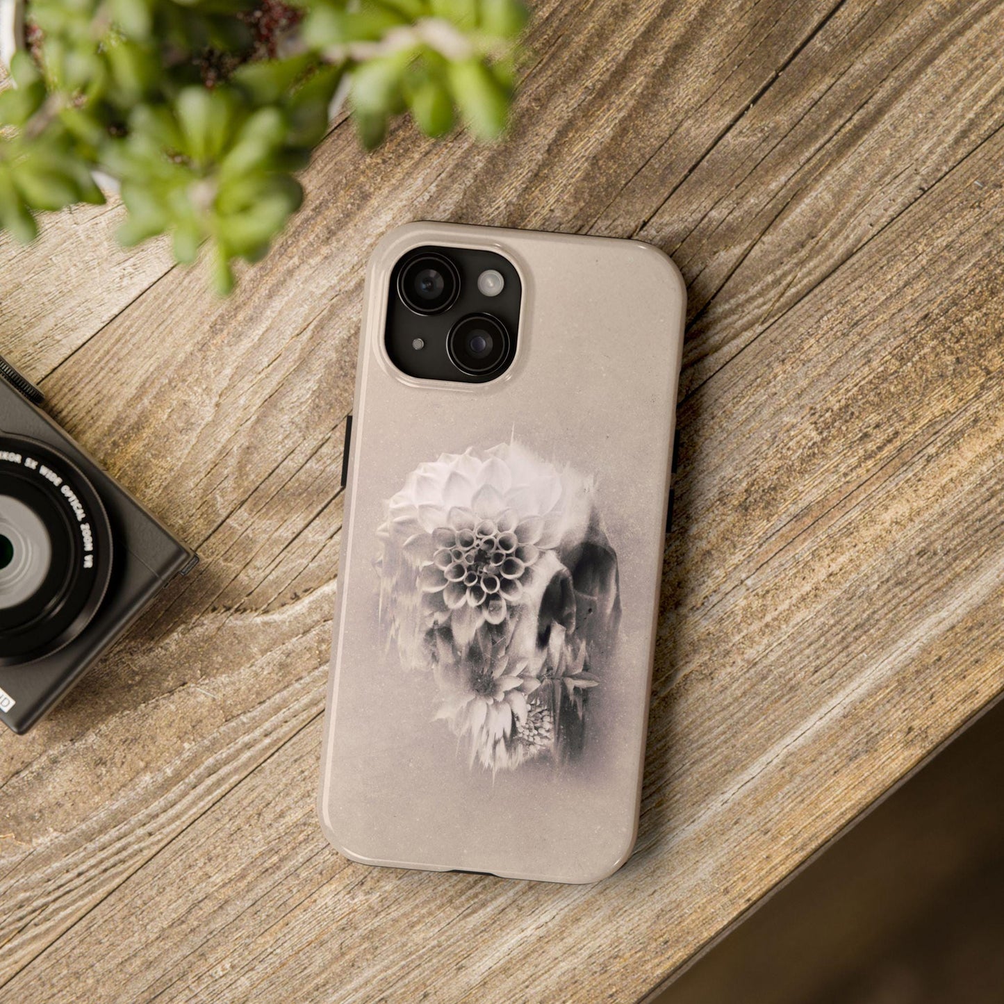 Floral Skull Art Tough Phone Cases, Boho Summer Flowers, Bohemian Mood, Protective Smartphone Cover