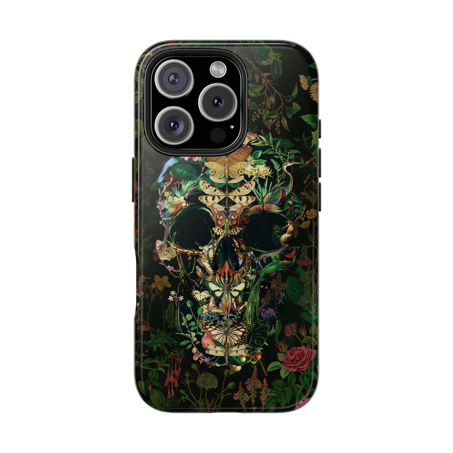 Floral Skull Art Tough Phone Cases, Boho Summer Flowers, Bohemian Mood, Protective Smartphone Cover