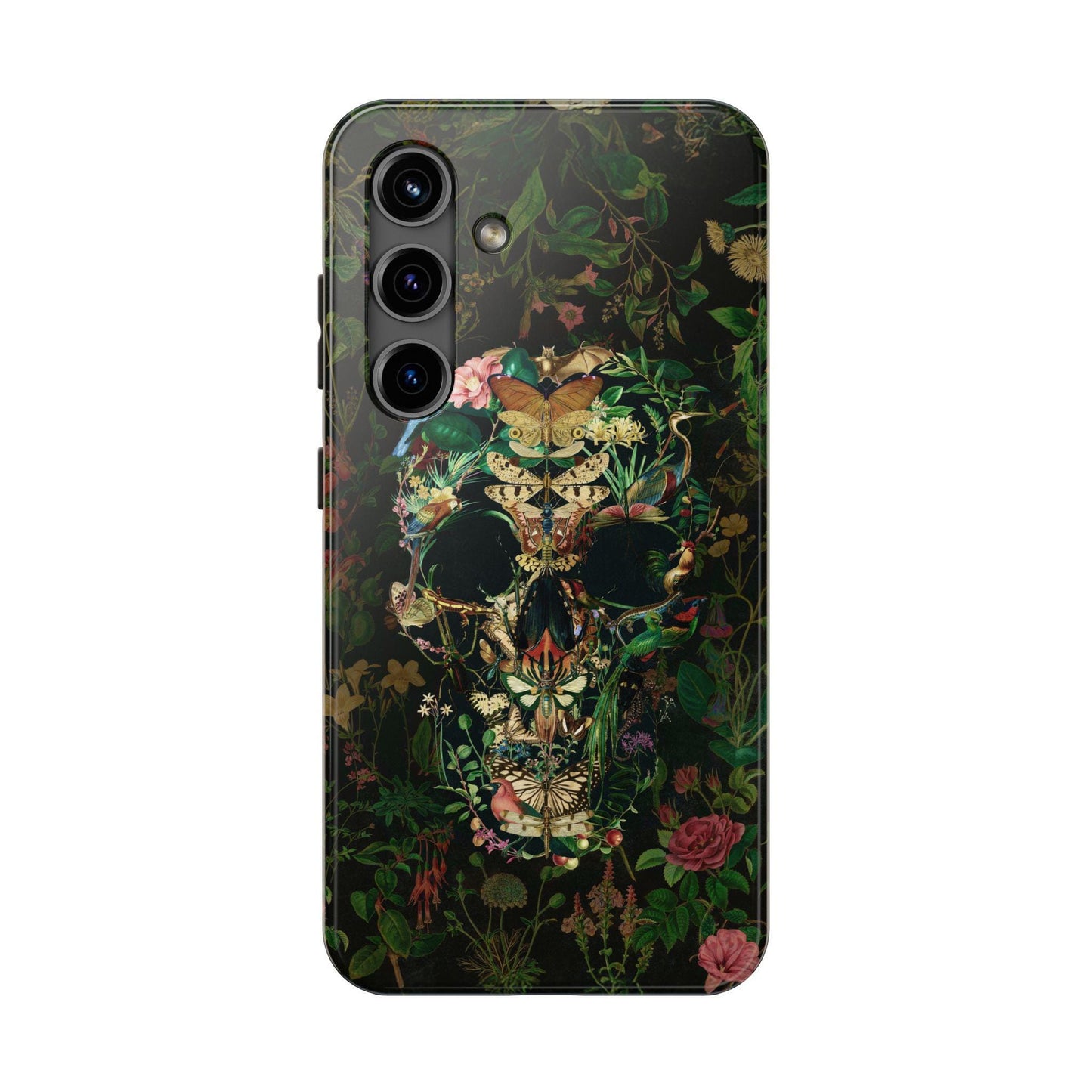 Floral Skull Art Tough Phone Cases, Boho Summer Flowers, Bohemian Mood, Protective Smartphone Cover