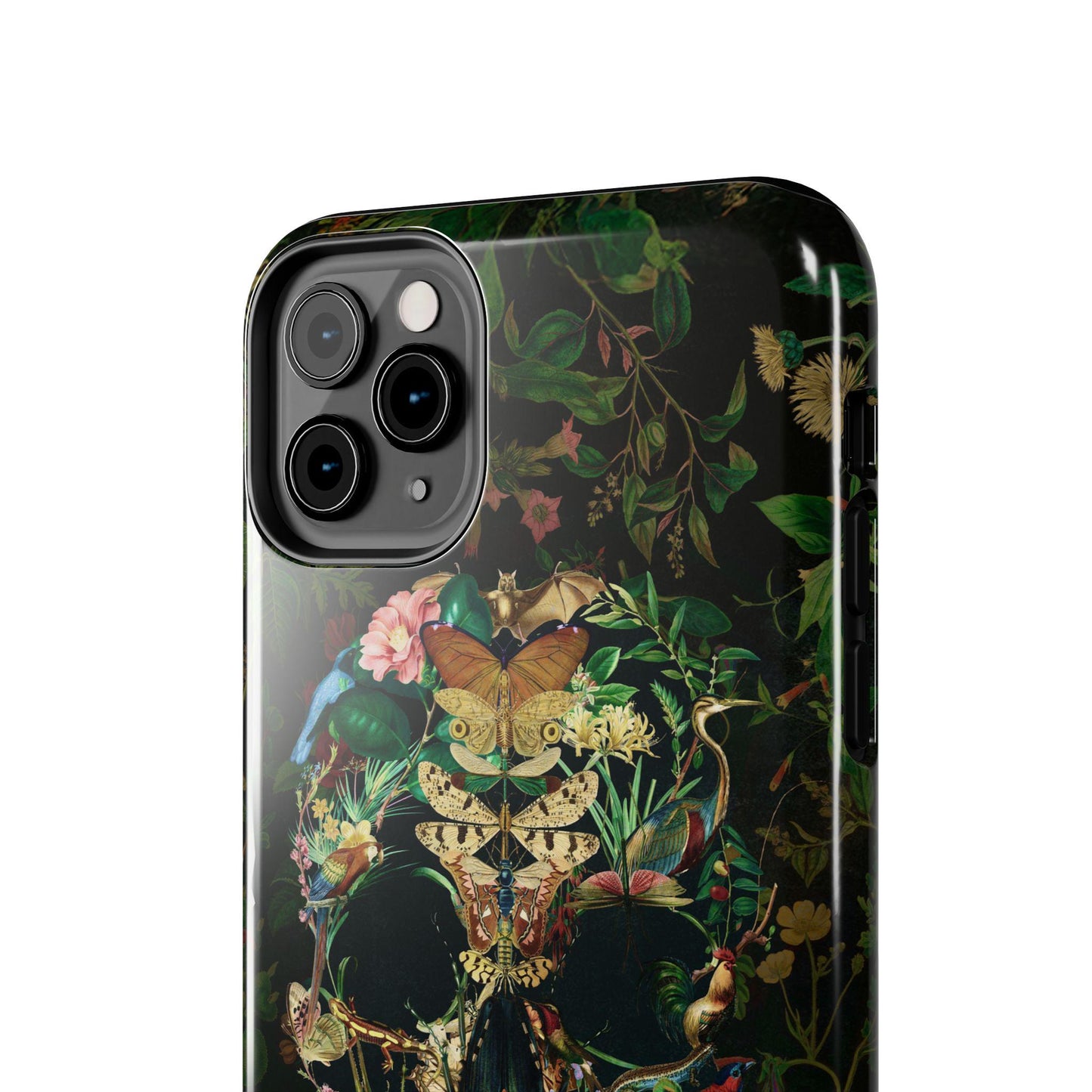 Floral Skull Art Tough Phone Cases, Boho Summer Flowers, Bohemian Mood, Protective Smartphone Cover