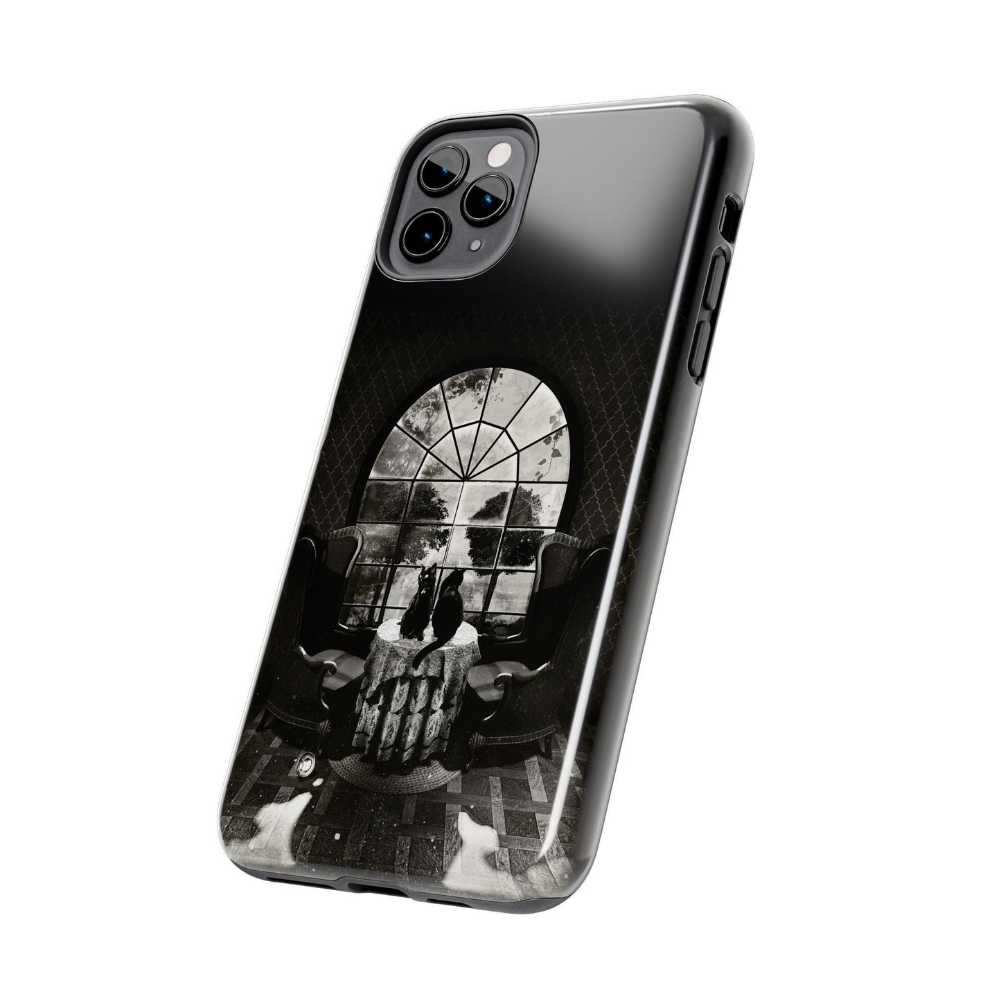 Surreal Skull Art Tough Phone Cases, Gothic Room Design, Protective Phone Cover, Skull Lover Gift