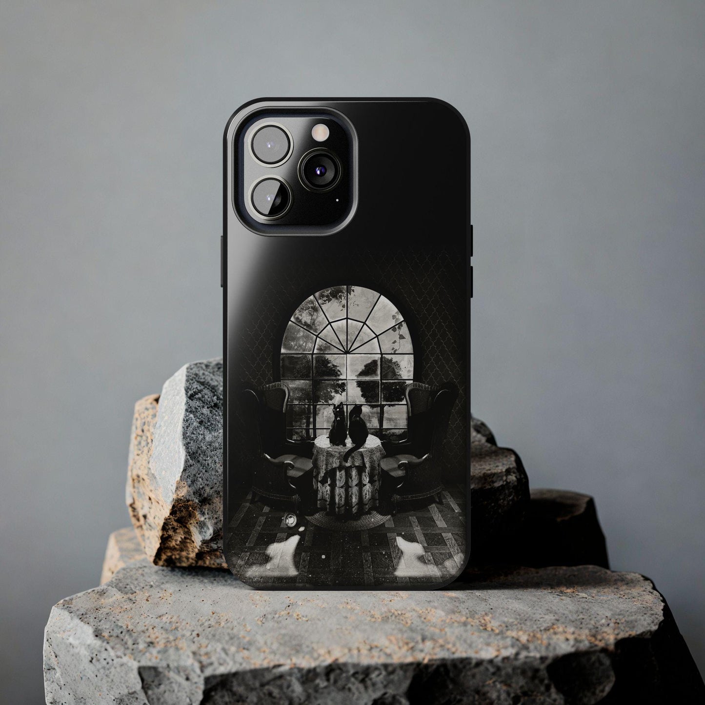 Surreal Skull Art Tough Phone Cases, Gothic Room Design, Protective Phone Cover, Skull Lover Gift