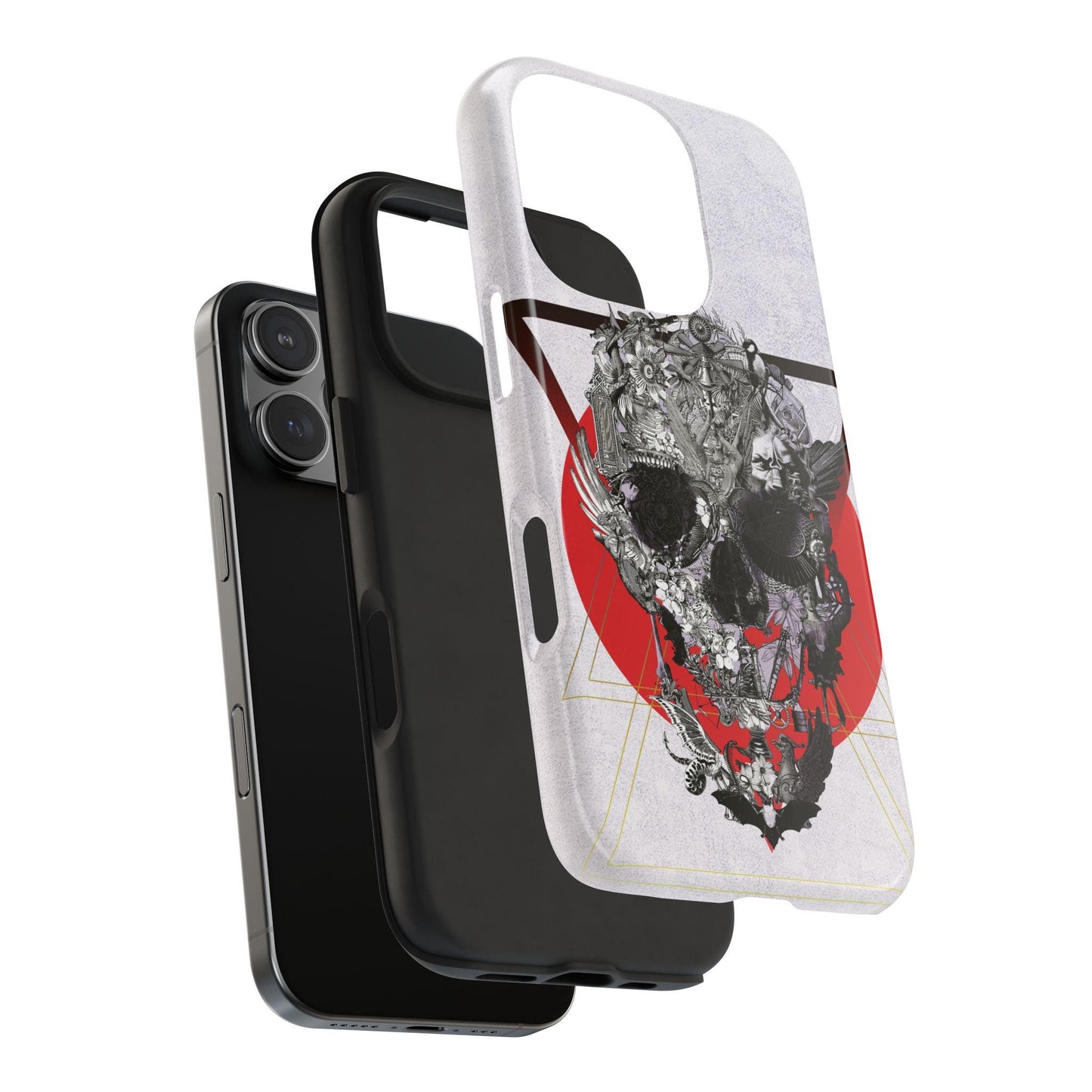 Cool Skull Phone Case, Gothic Phone Cover, Tough Phone Sleeve, Abstract Skull Art, Black and White Tones, Halloween Gift
