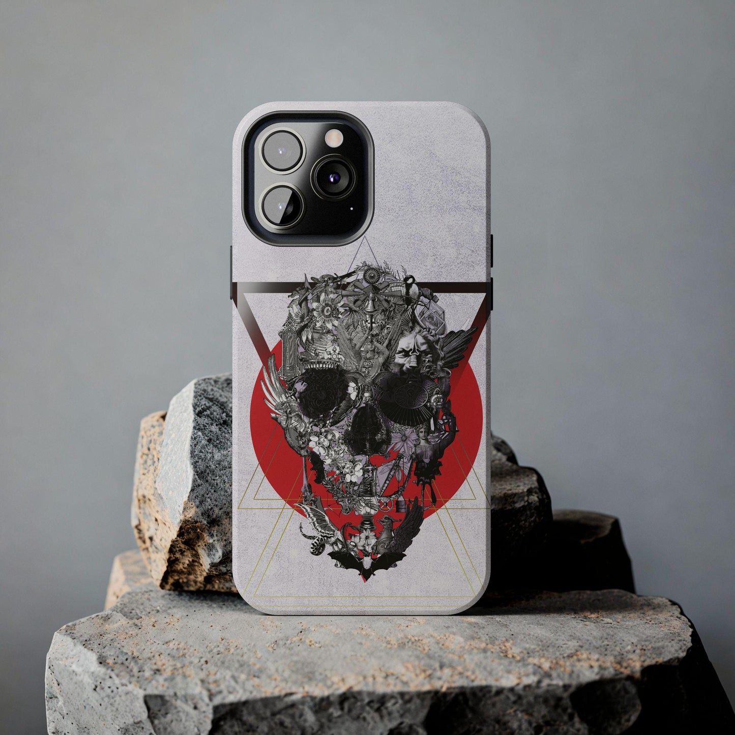 Cool Skull Phone Case, Gothic Phone Cover, Tough Phone Sleeve, Abstract Skull Art, Black and White Tones, Halloween Gift