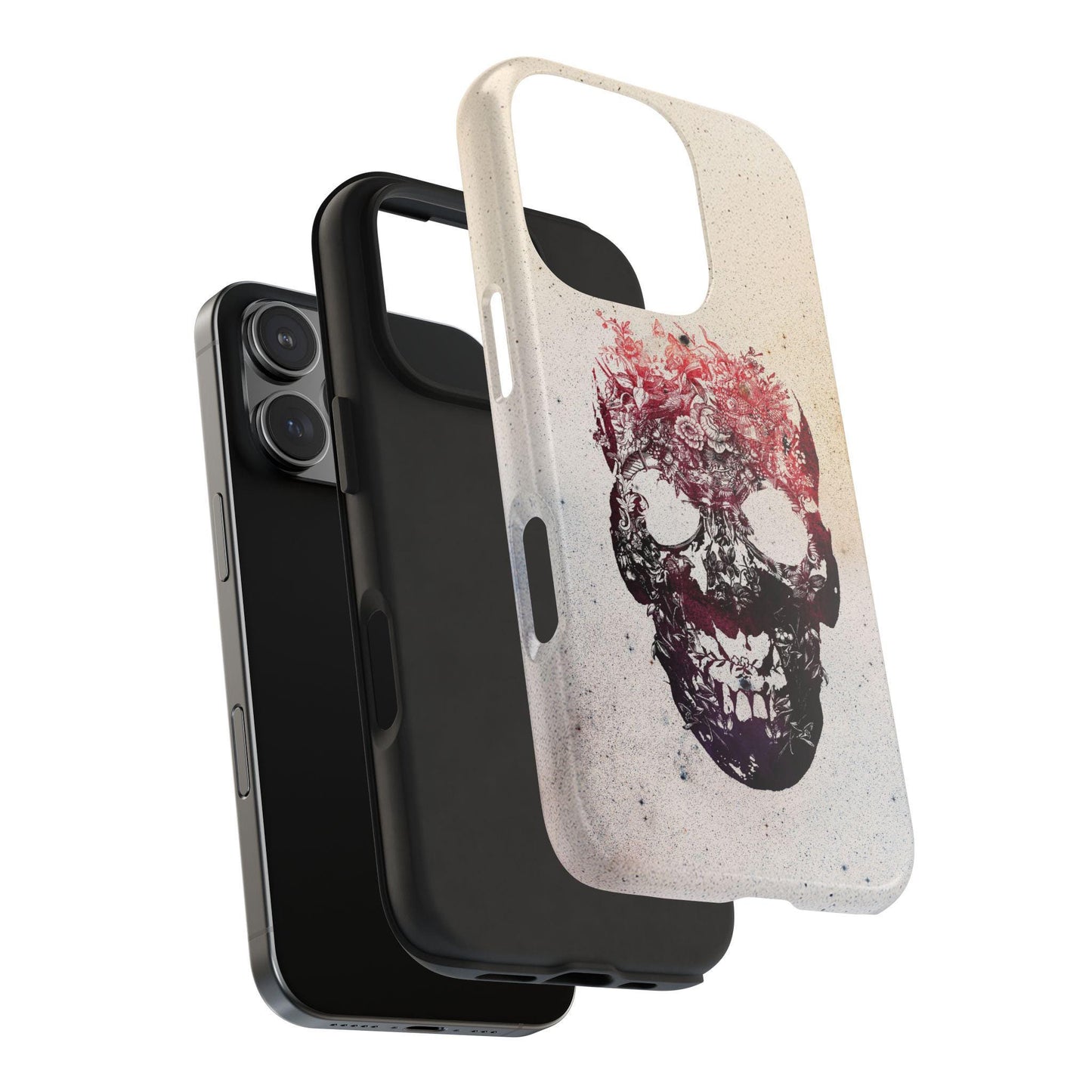 Cool Skull Phone Case, Floral Phone Cover, Tough Phone Sleeve, Sugar Skull Art, Sepia Tones, Halloween Gift