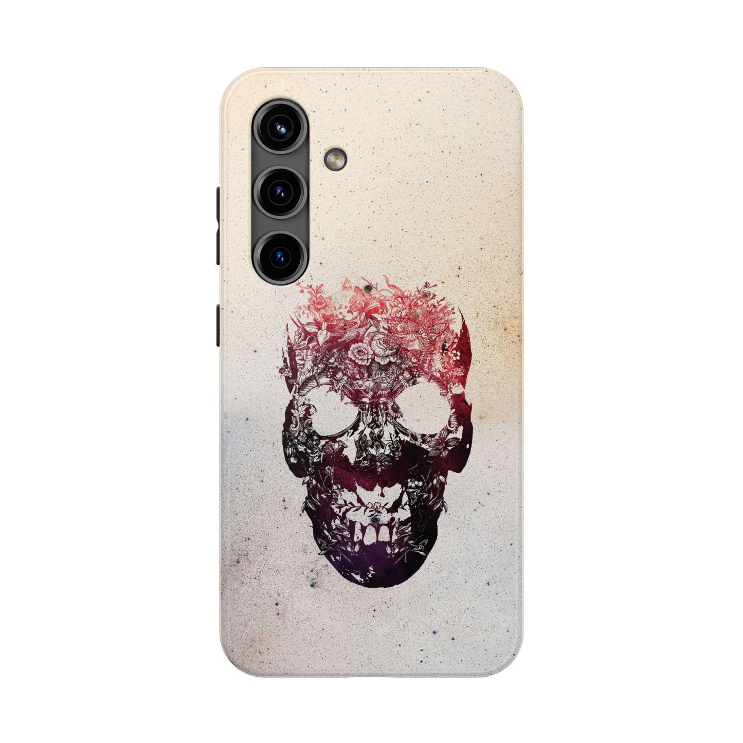 Cool Skull Phone Case, Floral Phone Cover, Tough Phone Sleeve, Sugar Skull Art, Sepia Tones, Halloween Gift
