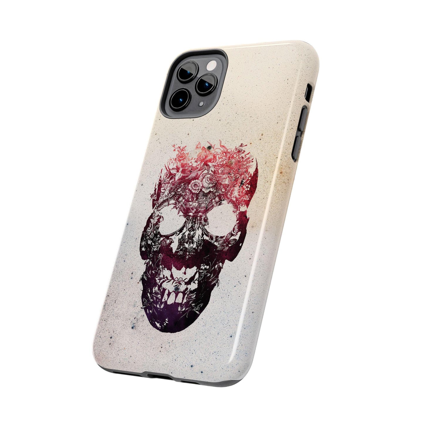 Cool Skull Phone Case, Floral Phone Cover, Tough Phone Sleeve, Sugar Skull Art, Sepia Tones, Halloween Gift