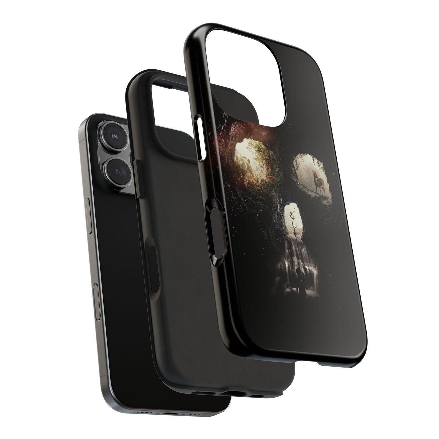 Surreal Skull Art Tough Phone Cases, Cave Skull Design, Protective Phone Cover, Skull Lover Gift