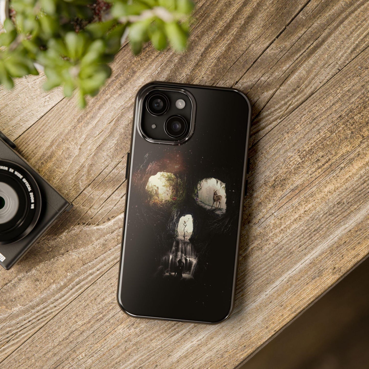 Surreal Skull Art Tough Phone Cases, Cave Skull Design, Protective Phone Cover, Skull Lover Gift