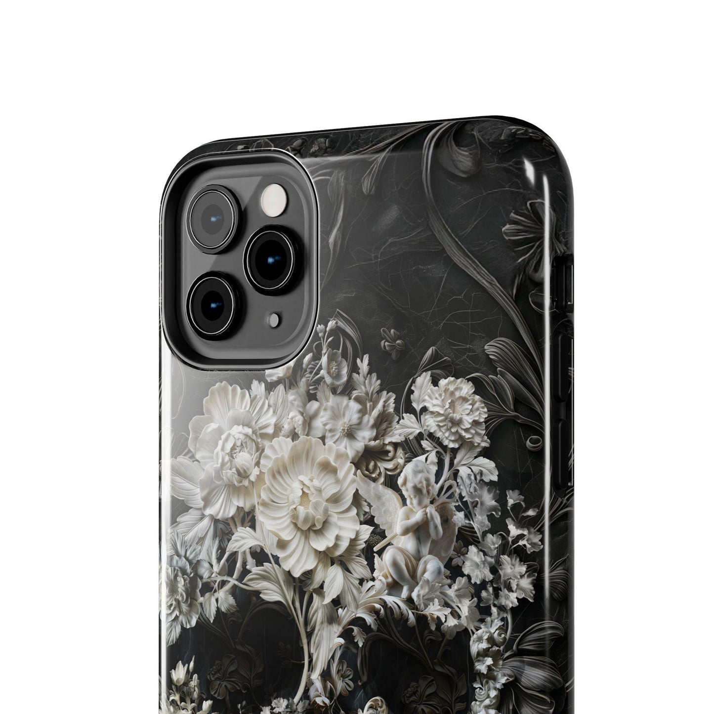 Marble Skull Art Tough Phone Cases, Boho Flower Skull Case, Bohemian Mood, Protective Smartphone Cover