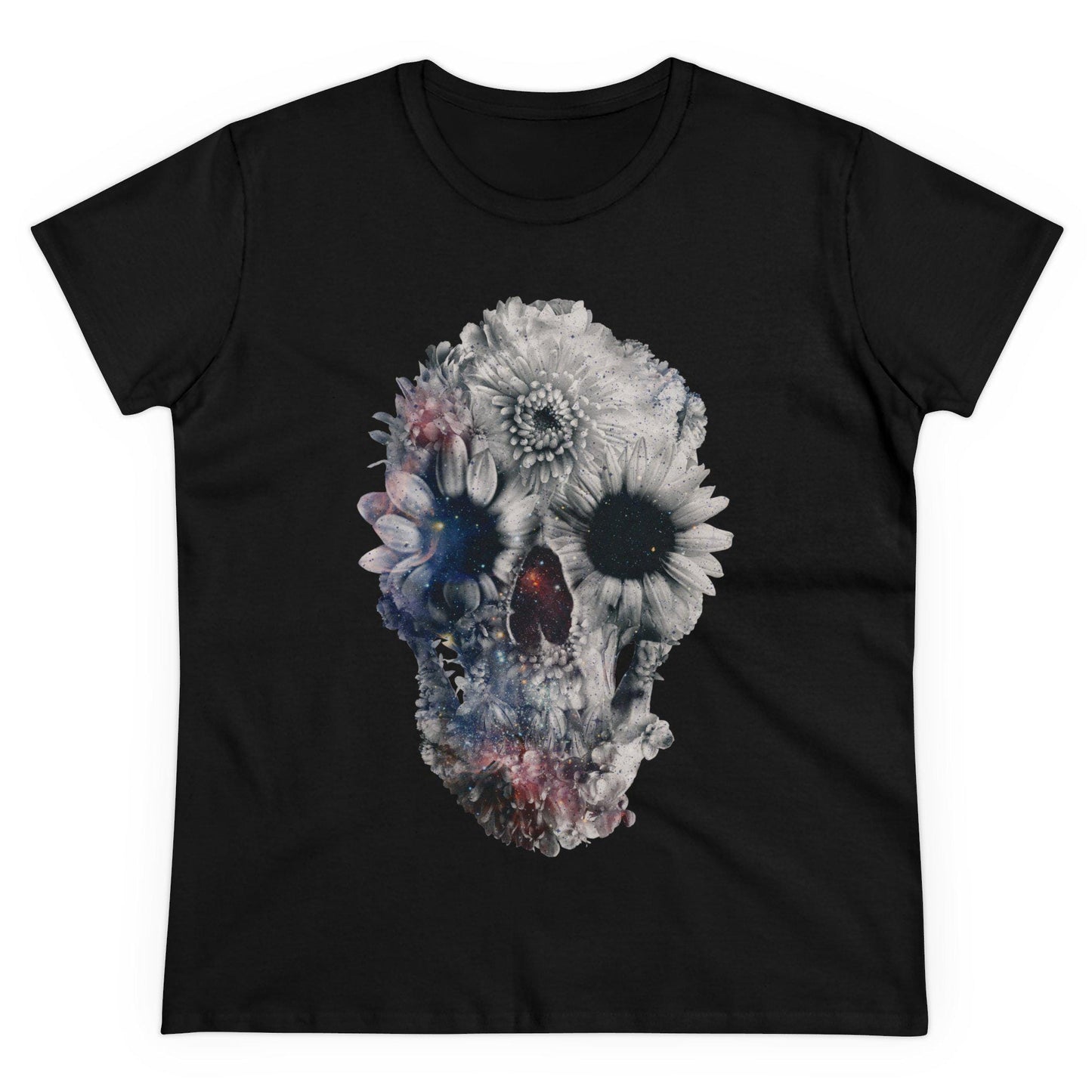 Boho Skull Graphic Tee, Edgy Womens T-Shirt, Unique Skull Gift, Boho Chic Attire, Halloween Fashion