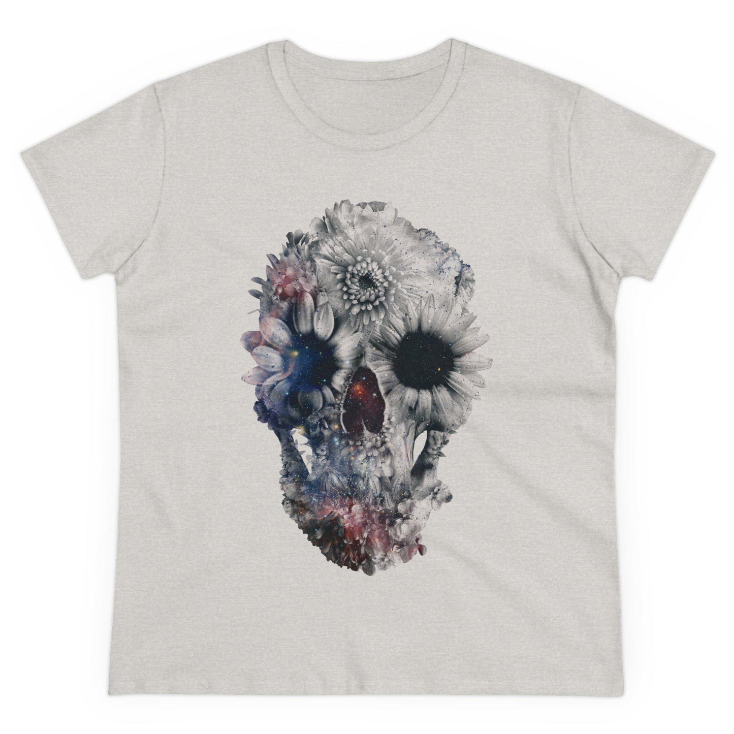 Boho Skull Graphic Tee, Edgy Womens T-Shirt, Unique Skull Gift, Boho Chic Attire, Halloween Fashion