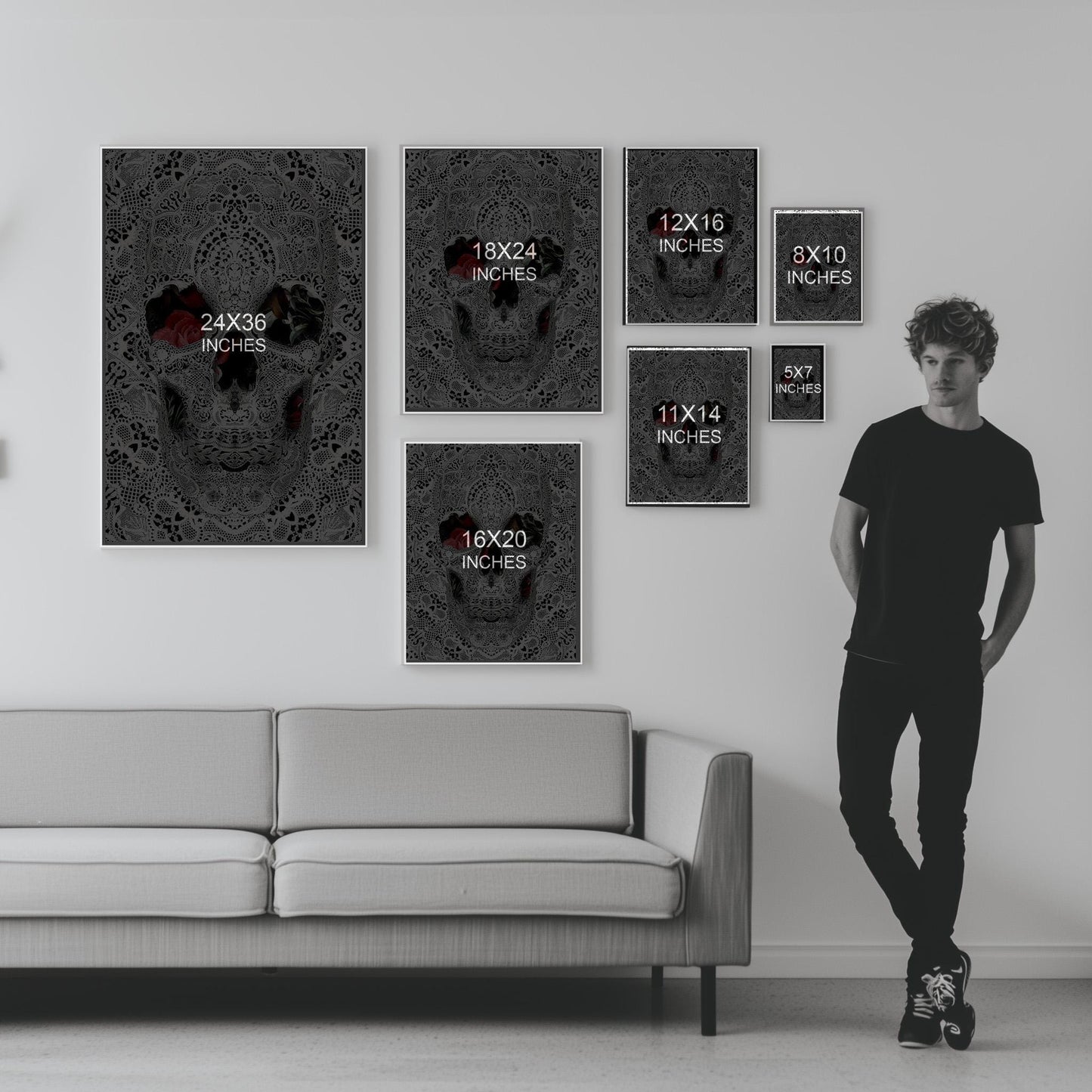 Skull Poster Gift, Black And White Art by Ali Gulec | Canvas, Paper & Framed Options