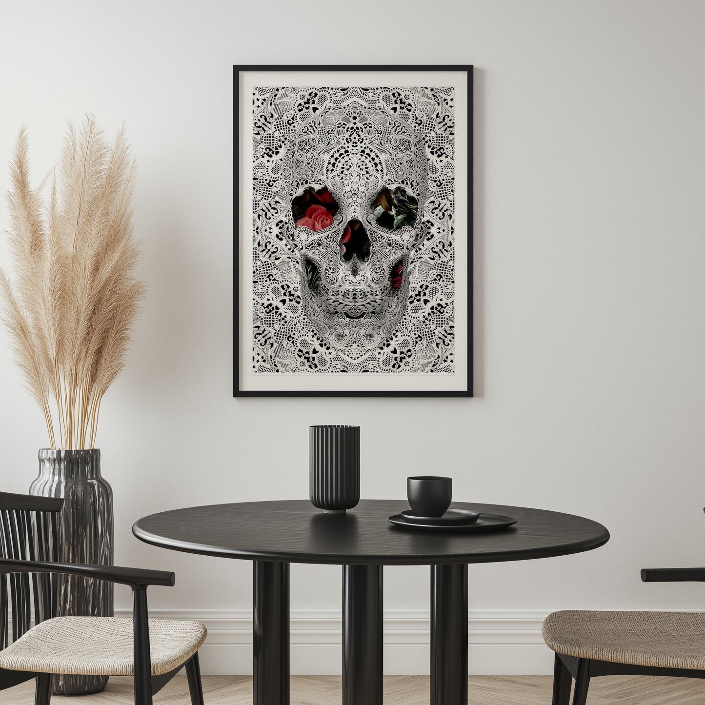 Skull Poster Gift, Black And White Art by Ali Gulec | Canvas, Paper & Framed Options