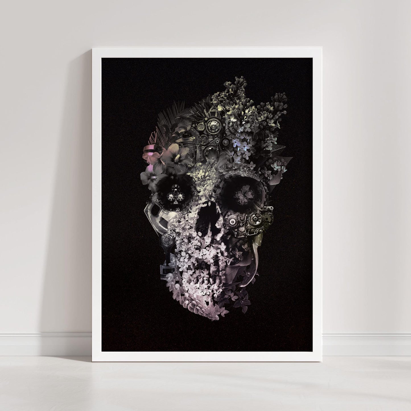 Floral Skull Art, Dark Skull Home Decor | Canvas, Paper & Framed Gift Options