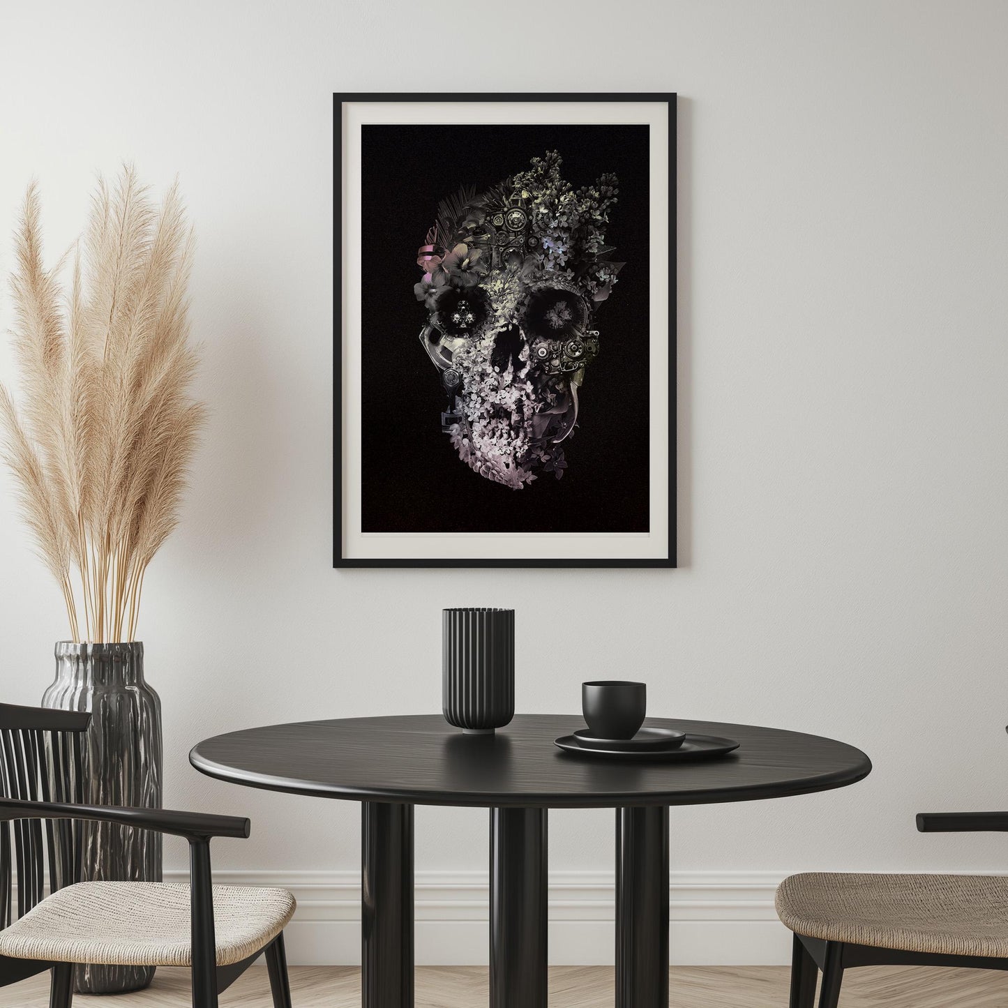 Floral Skull Art, Dark Skull Home Decor | Canvas, Paper & Framed Gift Options