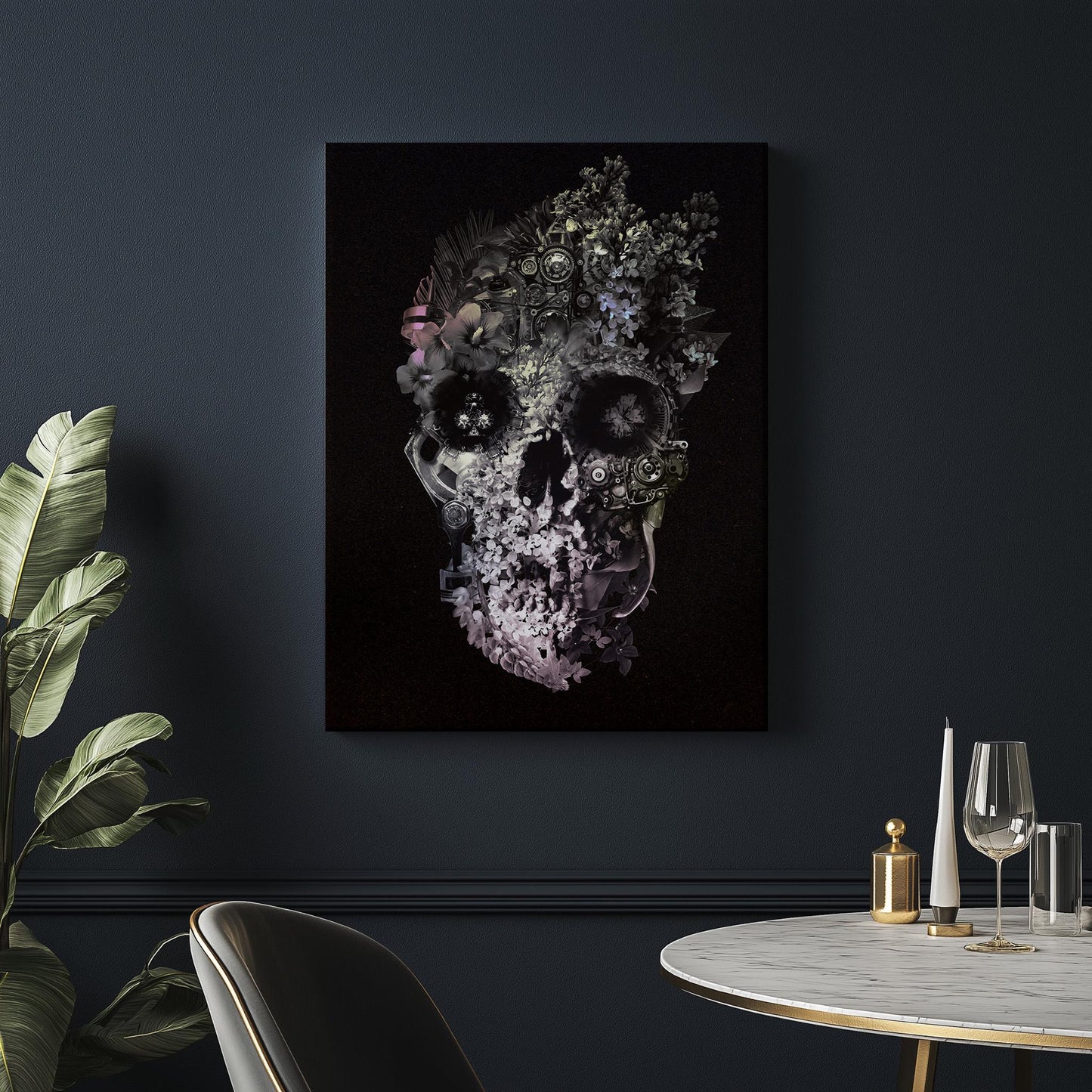 Floral Skull Art, Dark Skull Home Decor | Canvas, Paper & Framed Gift Options