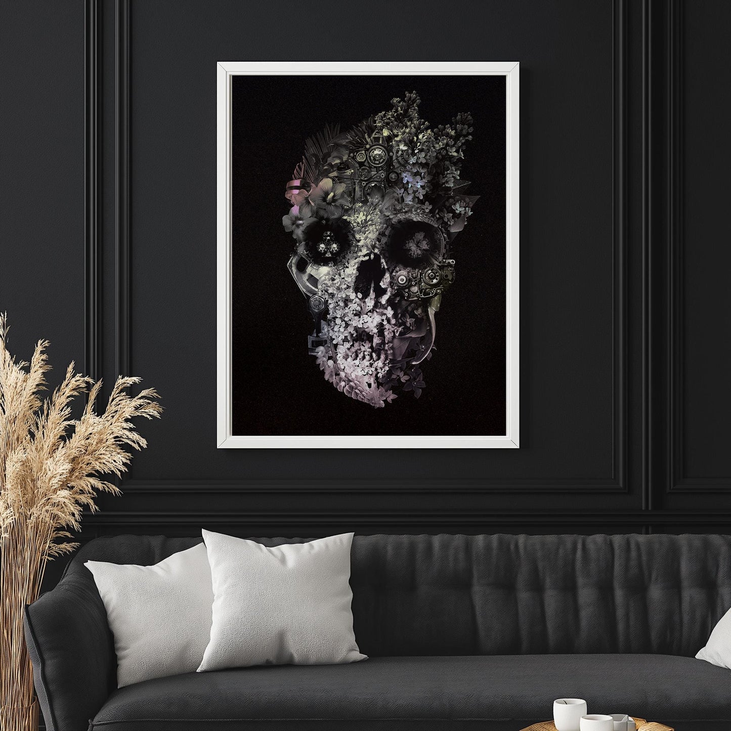 Floral Skull Art, Dark Skull Home Decor | Canvas, Paper & Framed Gift Options