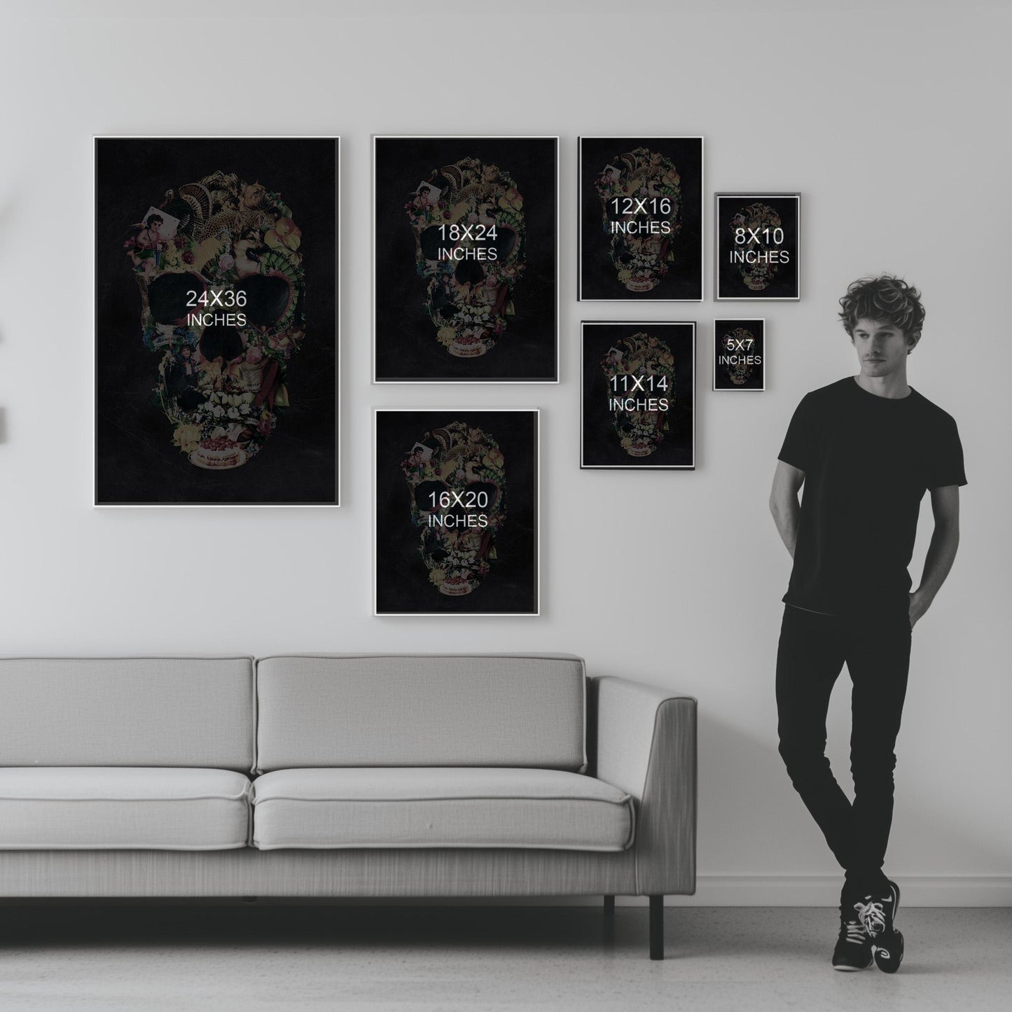 Vintage-Inspired Skull Collage Art - Unique Skull Gift As Canvas & Poster Art Print
