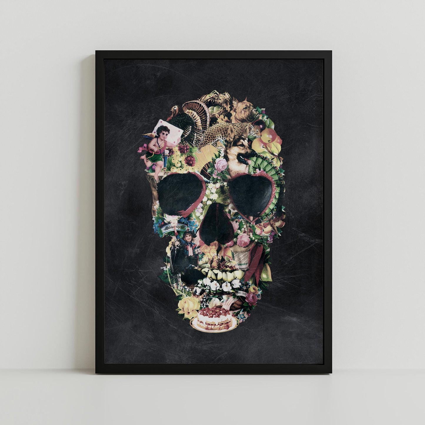 Vintage-Inspired Skull Collage Art - Unique Skull Gift As Canvas & Poster Art Print